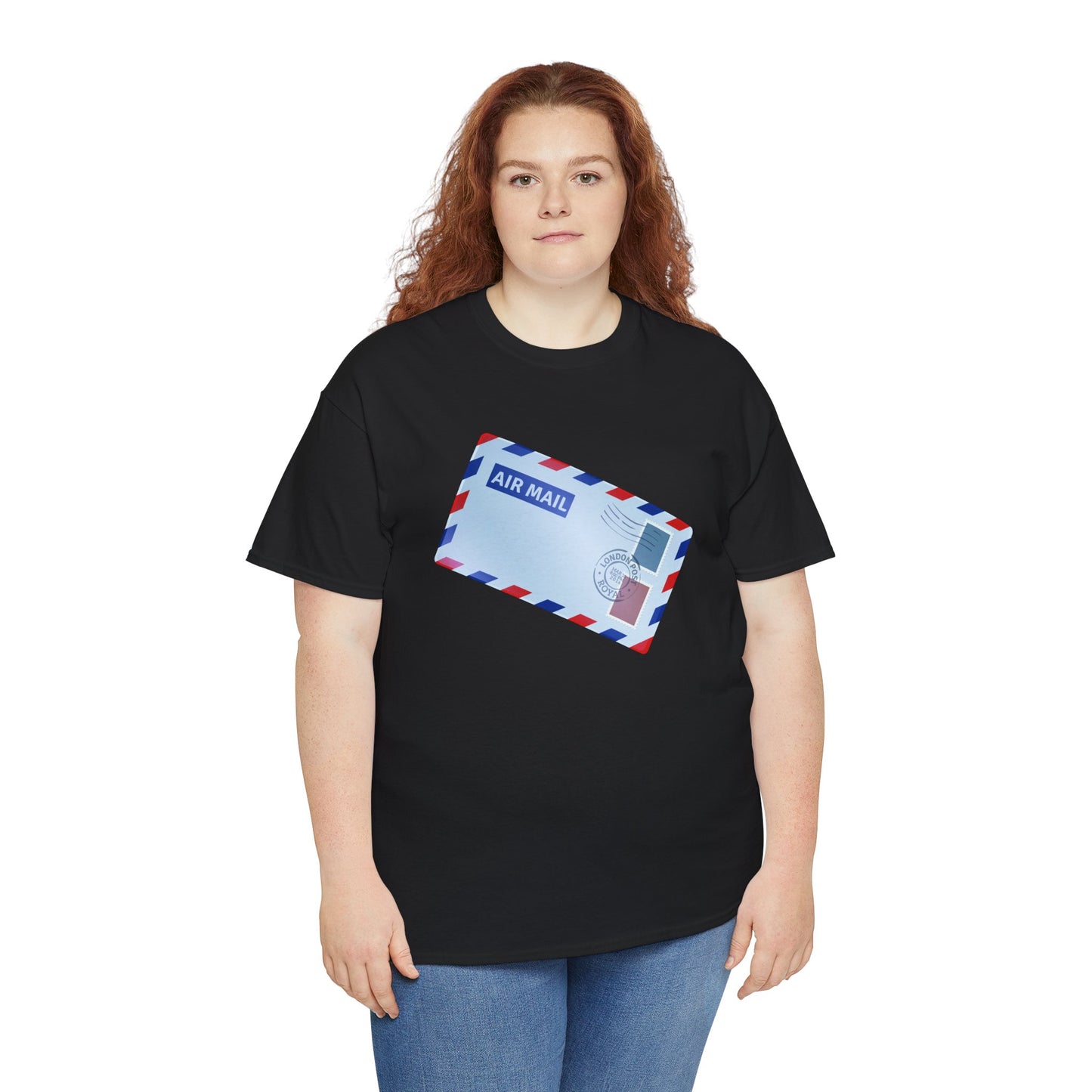 Unisex Heavy Cotton Tee - Vintage British Air Mail - Classic Postal Design