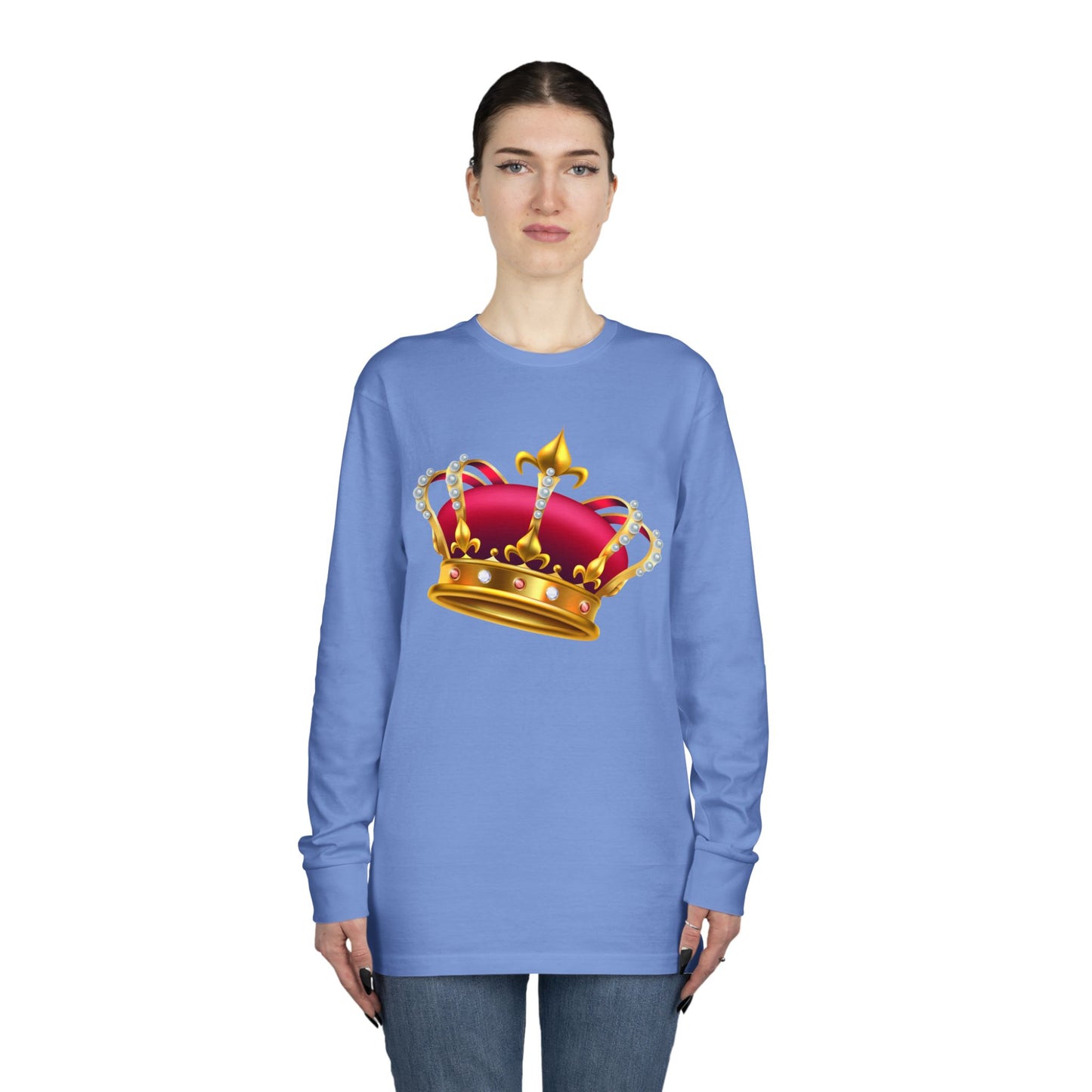 Long Sleeve Crewneck Tee - British Royal Crown - Symbol of Regal Elegance and Authority