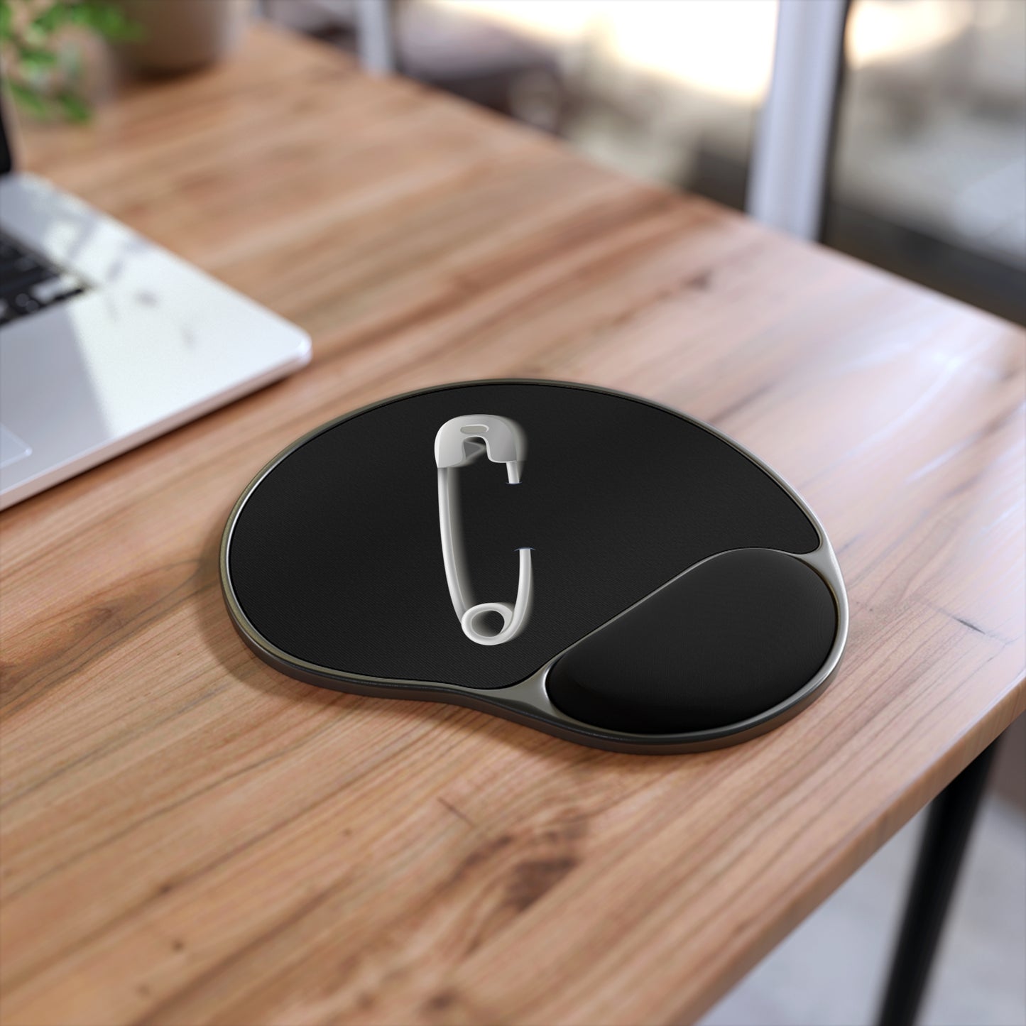 Safety Pin Stylish Mouse Pad with Wrist Rest - Comfortable Desk Accessory, Gifts for Gamers, Students, Office Decor, Work from Home Essentials