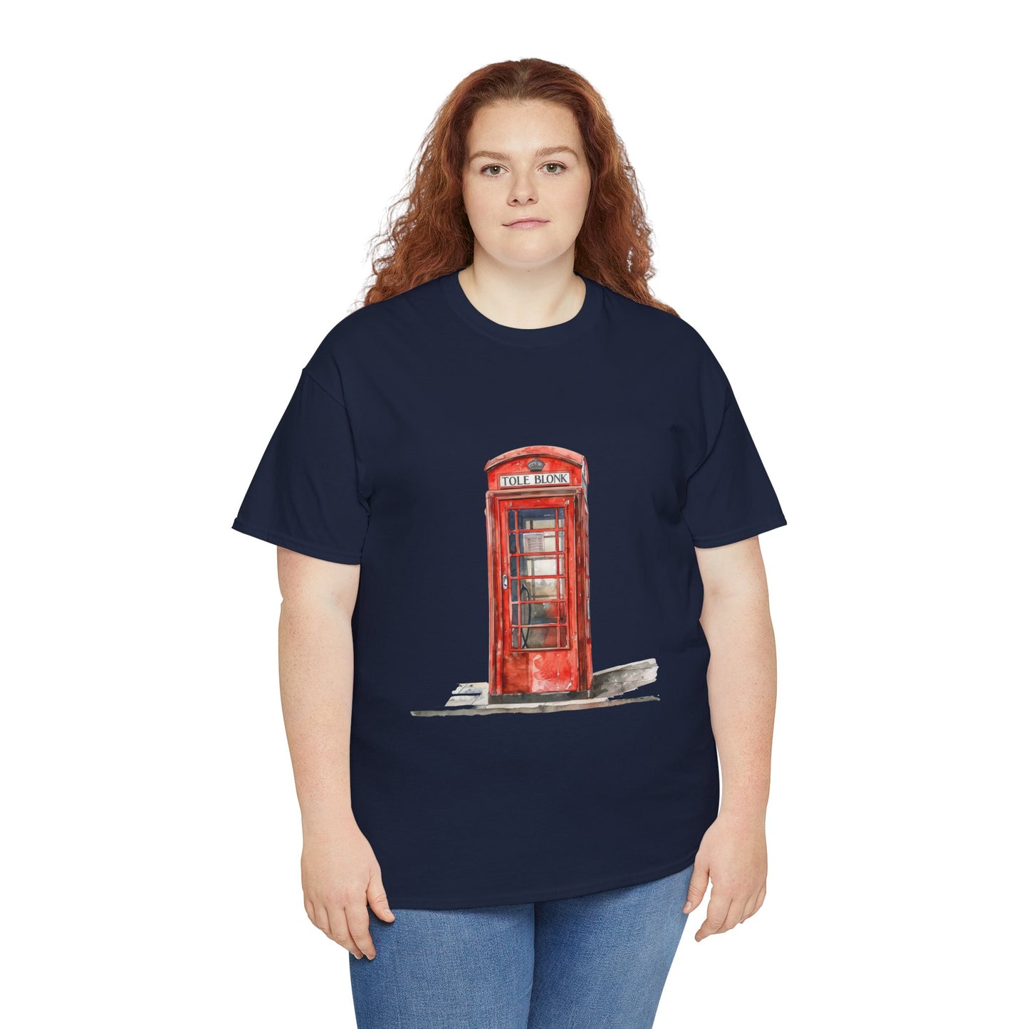 Unisex Heavy Cotton Tee - Iconic British Public Telephone - Classic Red Phone Box