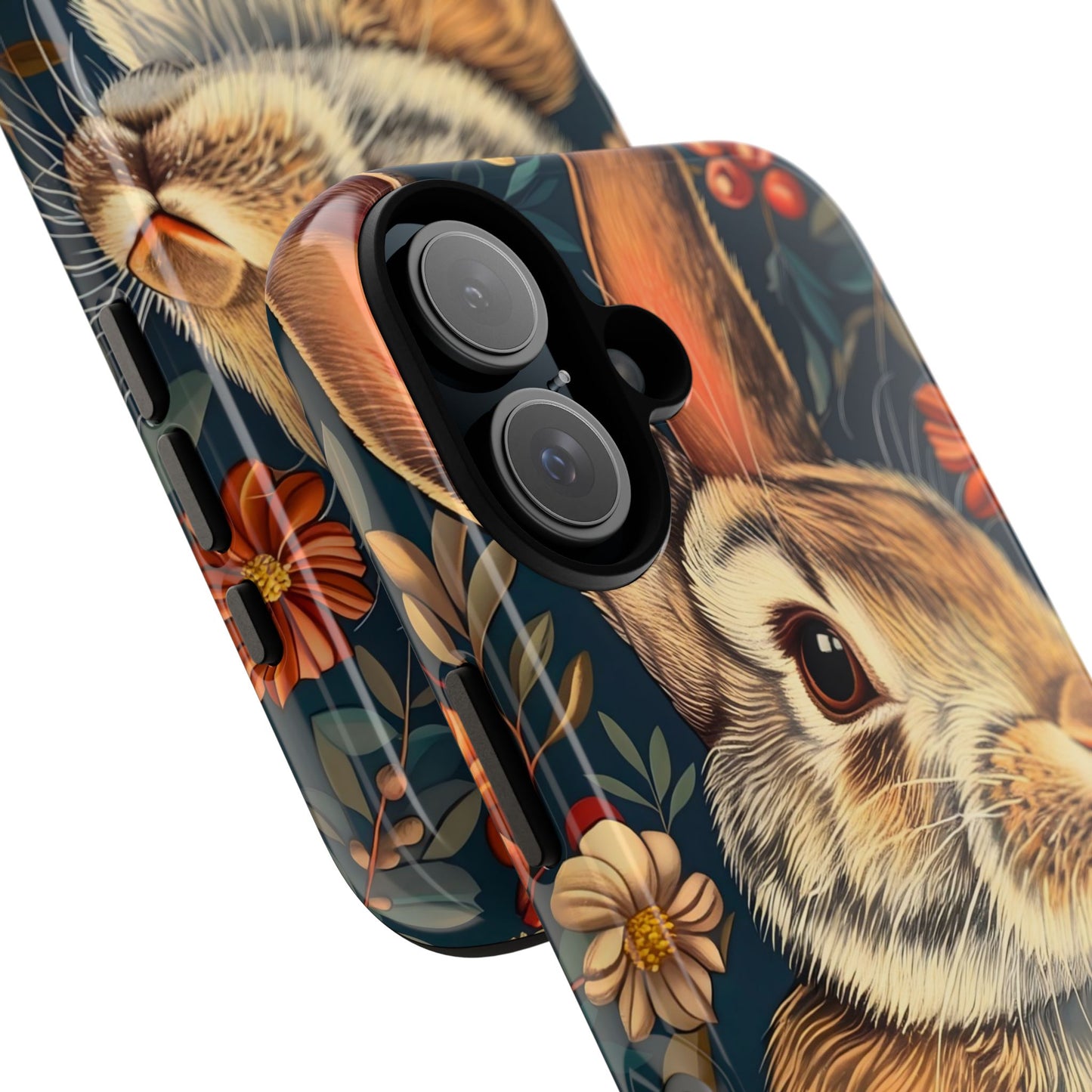 Rabbit Floral Phone Case, Cute Bunny Cover, Nature Lover Gift, Wildlife Photography, Protective Phone Accessory
