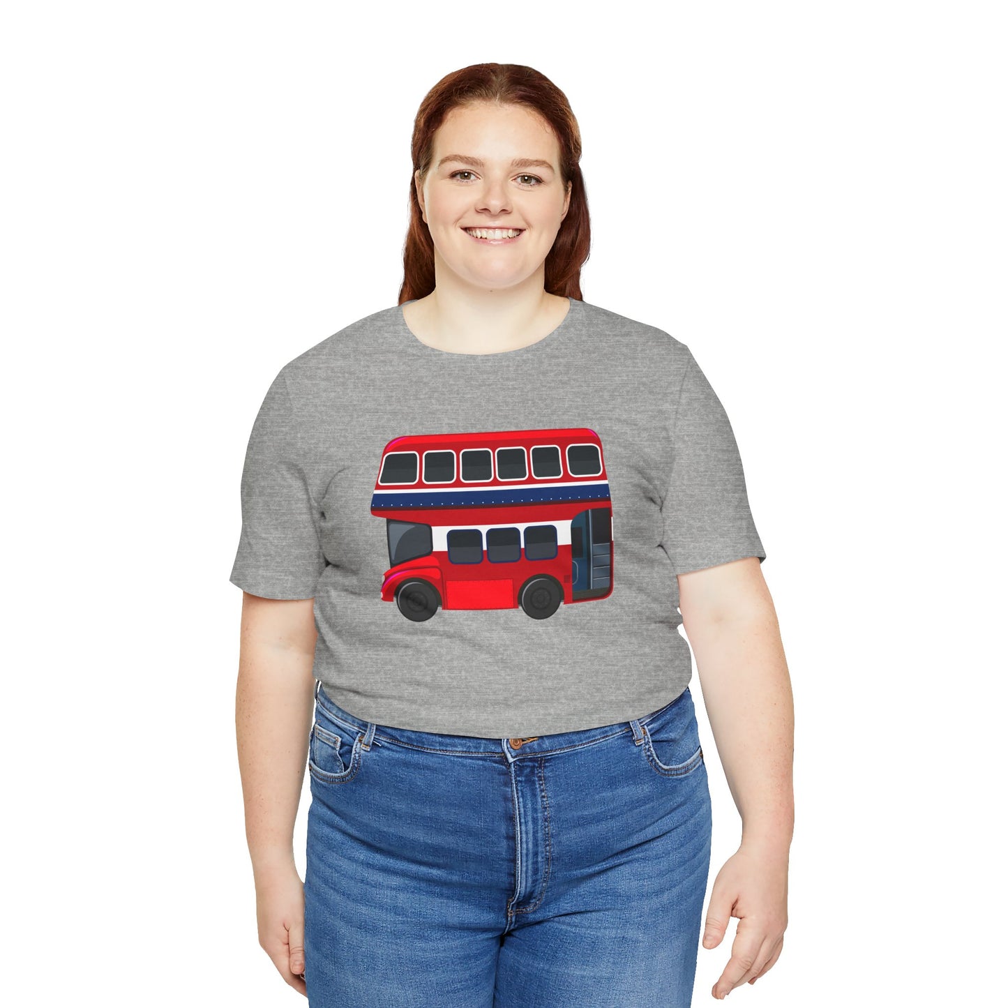 Unisex Jersey Short Sleeve Tee - London Transport English Bus - Iconic Red Double-Decker