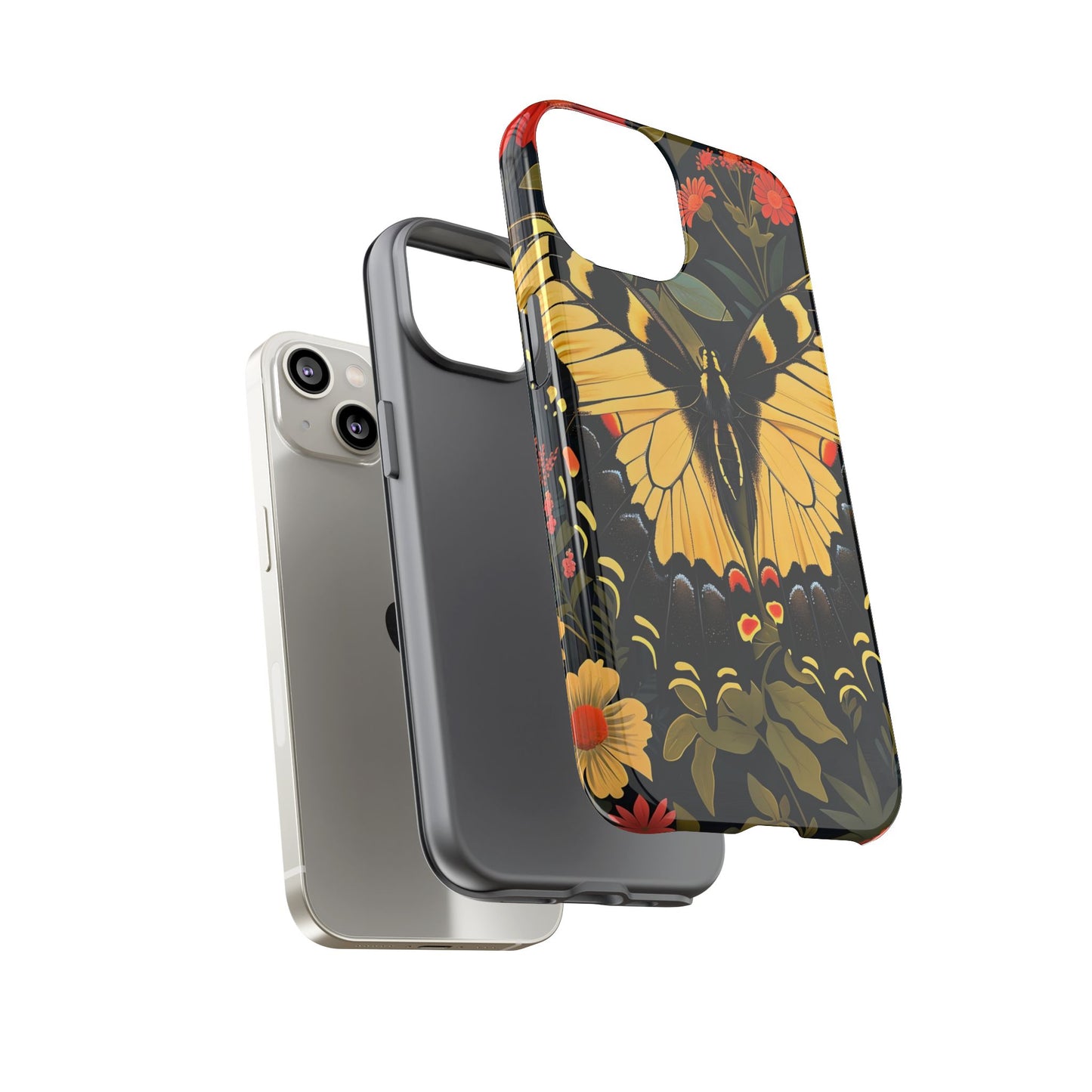 Butterfly Floral Phone Case, Tough Cases with Vibrant Design, Protective Cover for Nature Lovers, Gift for Her