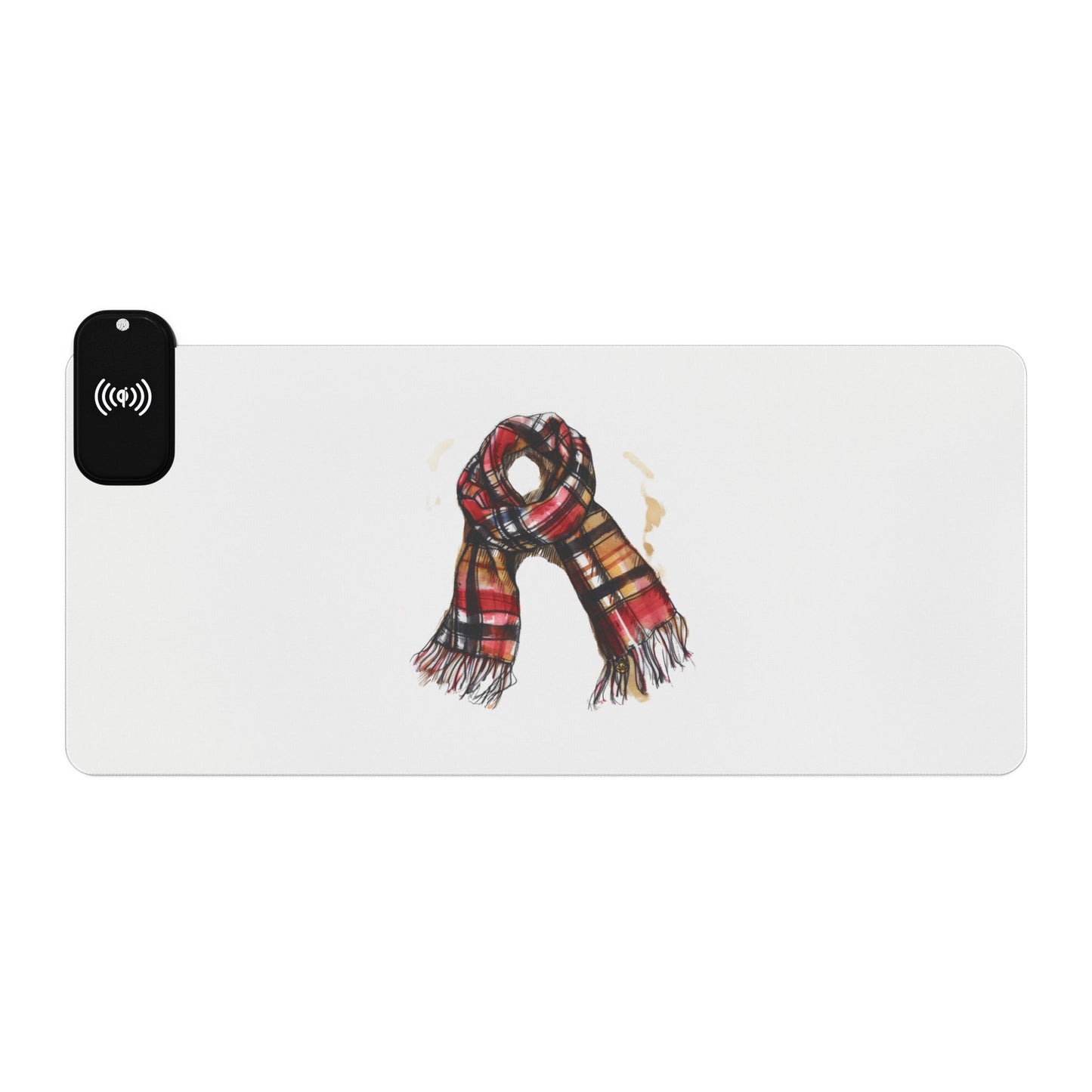 British Plaid Scarf - LED Gaming Mouse Pad with Wireless Charging, RGB Light Up Desk Mat, Perfect for Gamers, Desk Accessories, Gift for Tech Lovers