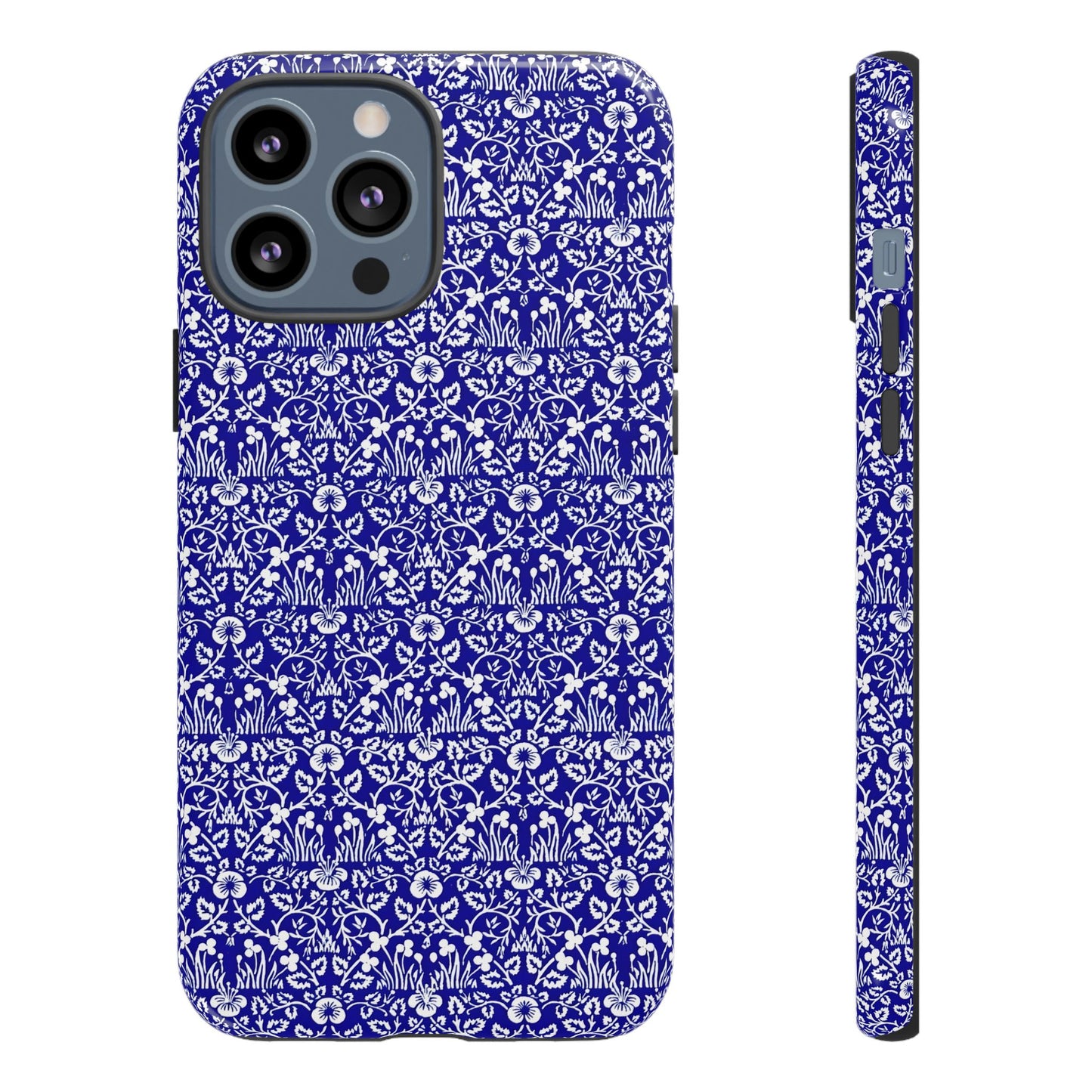 Elegant Floral Phone Case - Tough Cases, Blue Floral Design, Stylish Phone Accessory, Unique Gift, Modern Tech Protection