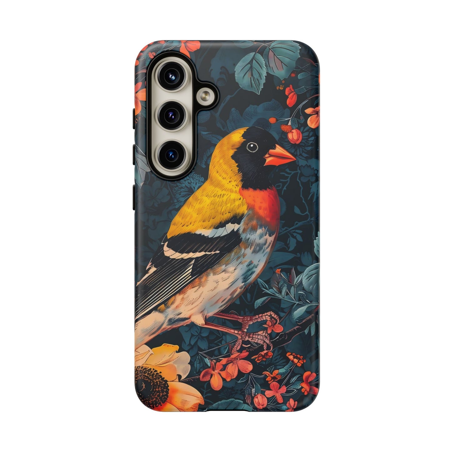 Colorful Bird Phone Case, Floral Phone Cover, Tough Phone Protector, Nature Lover Gift, Botanical Case, Unique Mobile Accessory