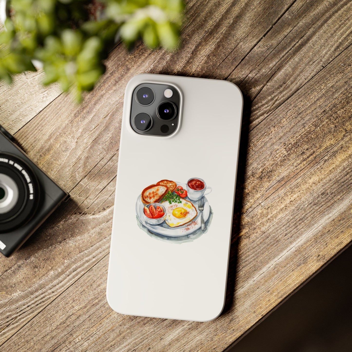 Breakfast Lover Slim Phone Cases, Cute Food Phone Accessories, Coffee Morning Aesthetic, Gift for Foodies, Kitchen Decor Cases