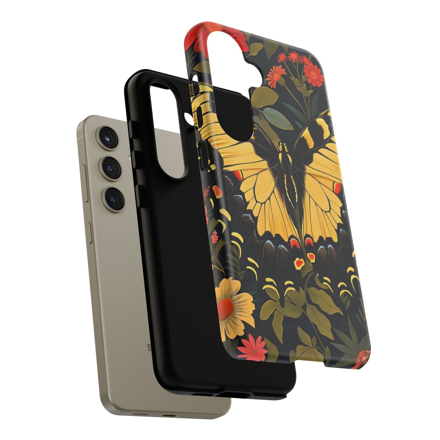 Butterfly Floral Phone Case, Tough Cases with Vibrant Design, Protective Cover for Nature Lovers, Gift for Her
