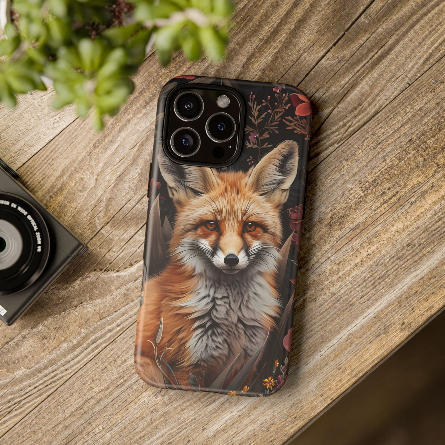 Fox Floral Phone Case, Tough Cases for Animal Lovers, Nature Themed Gift, Cute Phone Cover, Wild Fox Protector