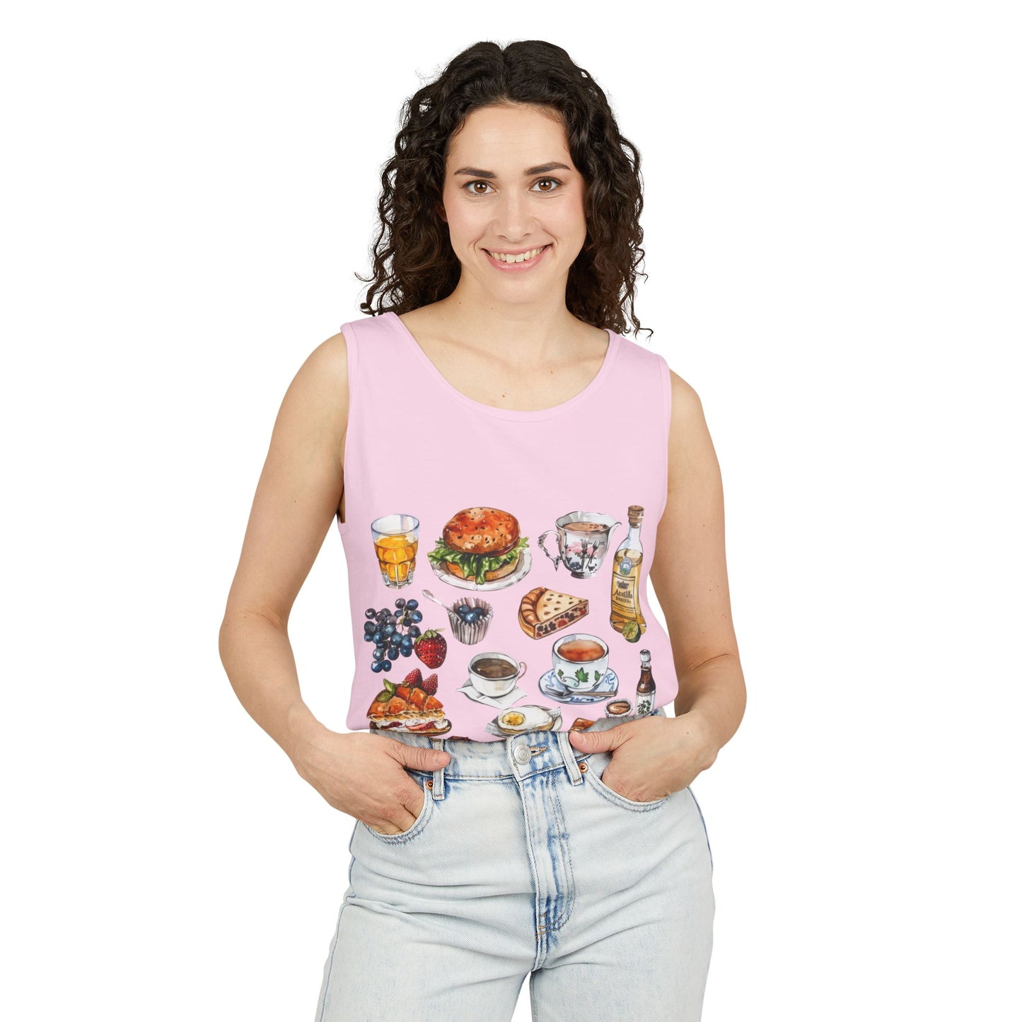 Unisex Garment-Dyed Tank Top - England Travel Icons Artistic Print