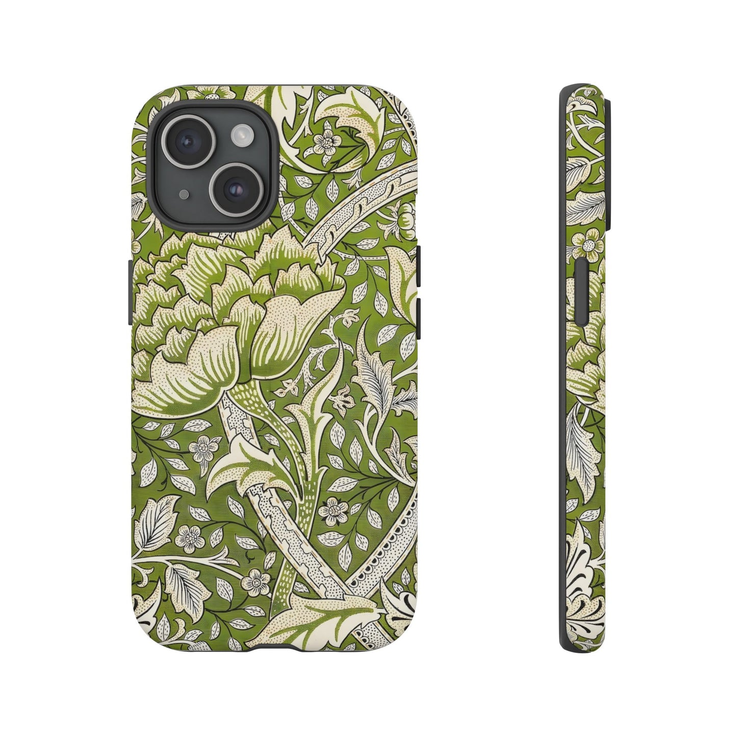 Stylish Phone Case with Floral Design, Durable Protective Cover for iPhone, Unique Gift for Birthdays, Mother's Day, Green Aesthetic