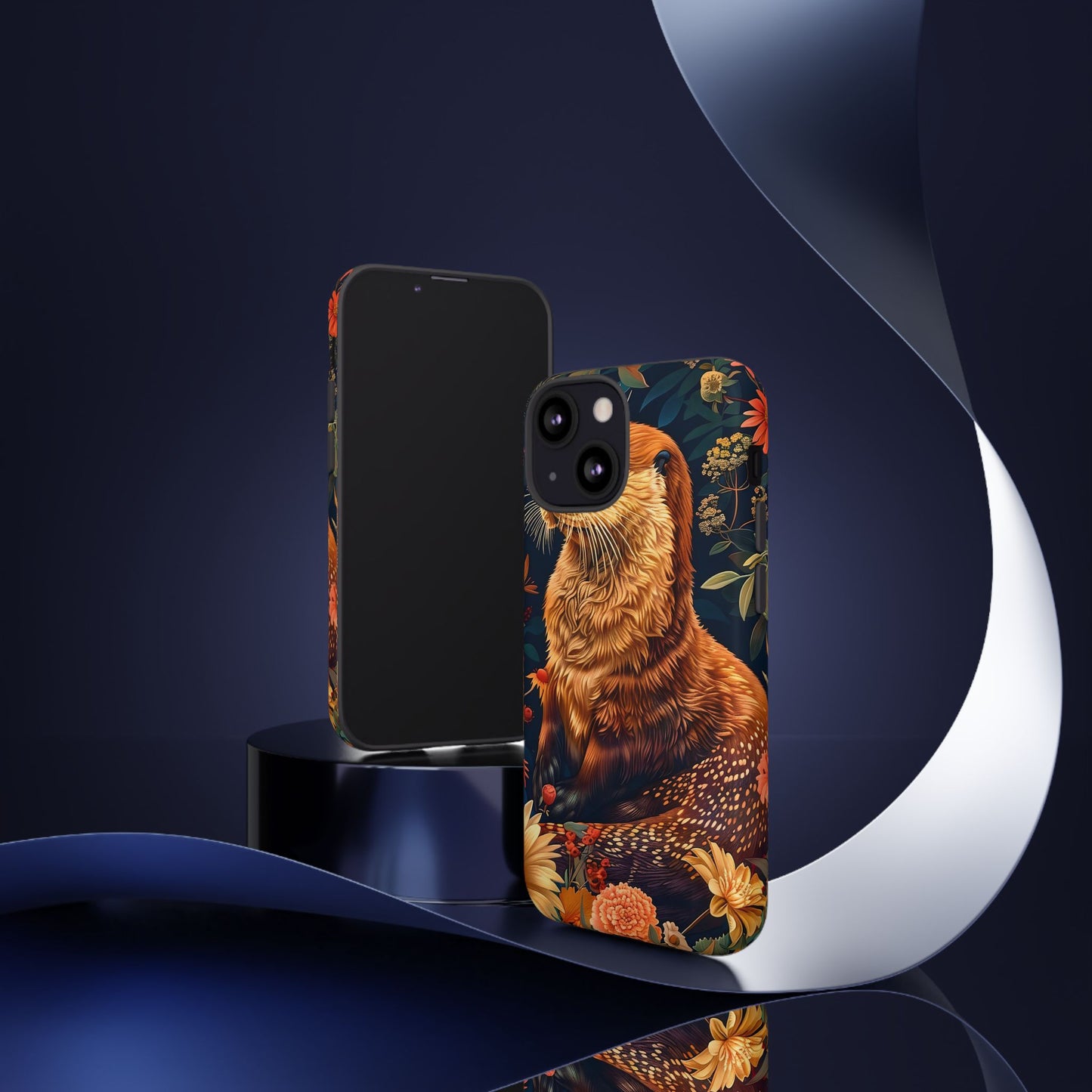 Otter Phone Case, Floral Otter Design, Tough Phone Cover, Nature Lover Gift, Cute Animal Accessories
