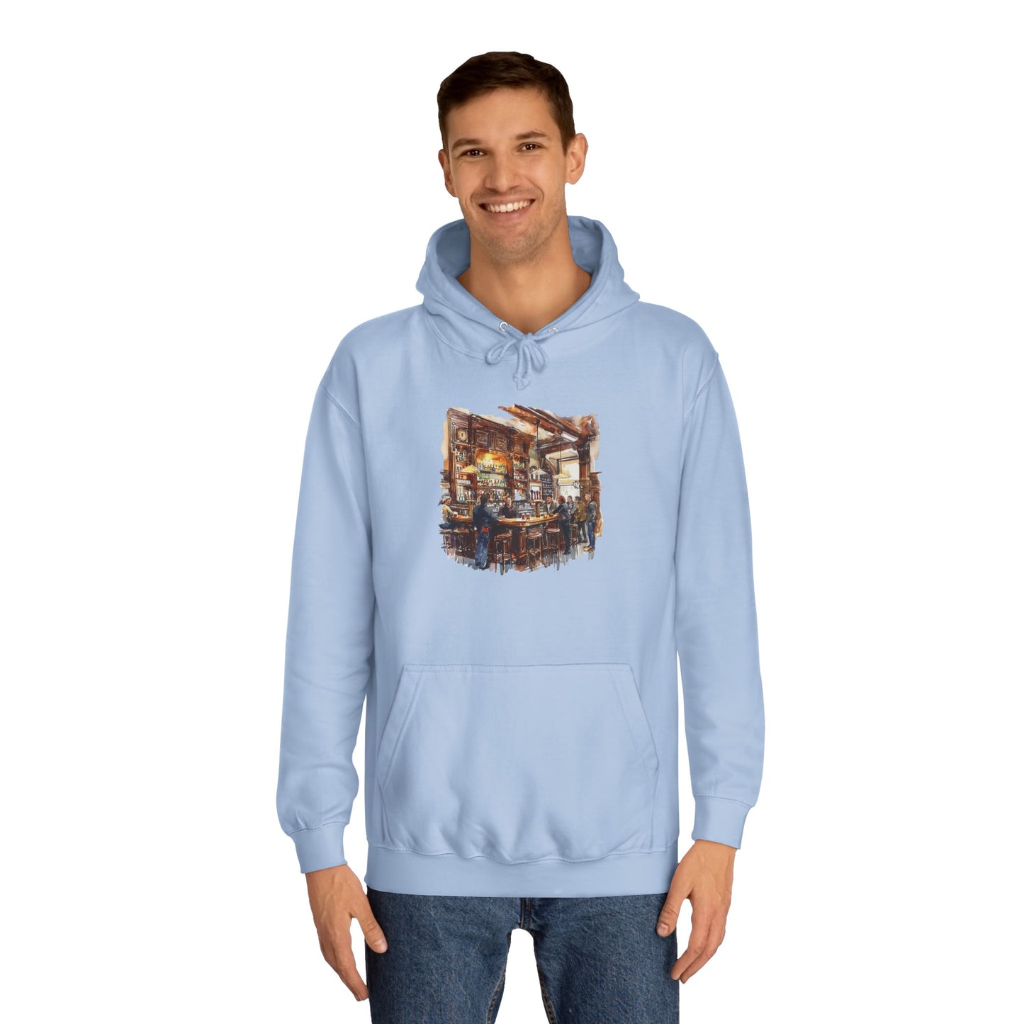 Unisex College Hoodie - Cozy British Pub