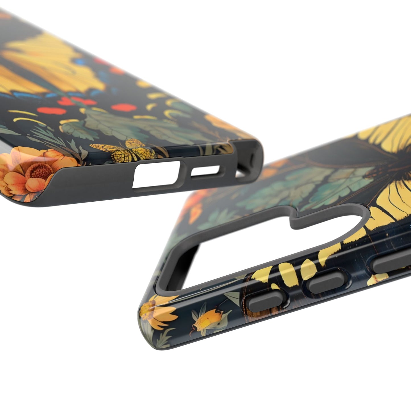 Butterfly Floral Phone Case, Art-inspire Tough Case, Gift for Nature Lovers, Butterfly Pattern Cover, Eco-Friendly Mobile Accessory