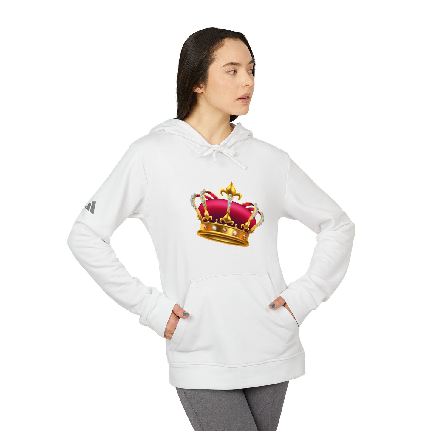 Adidas Hoodie - Unisex Fleece Sweatshirt - Crown Graphic - British Royal Crown - Iconic Symbol of Monarchy