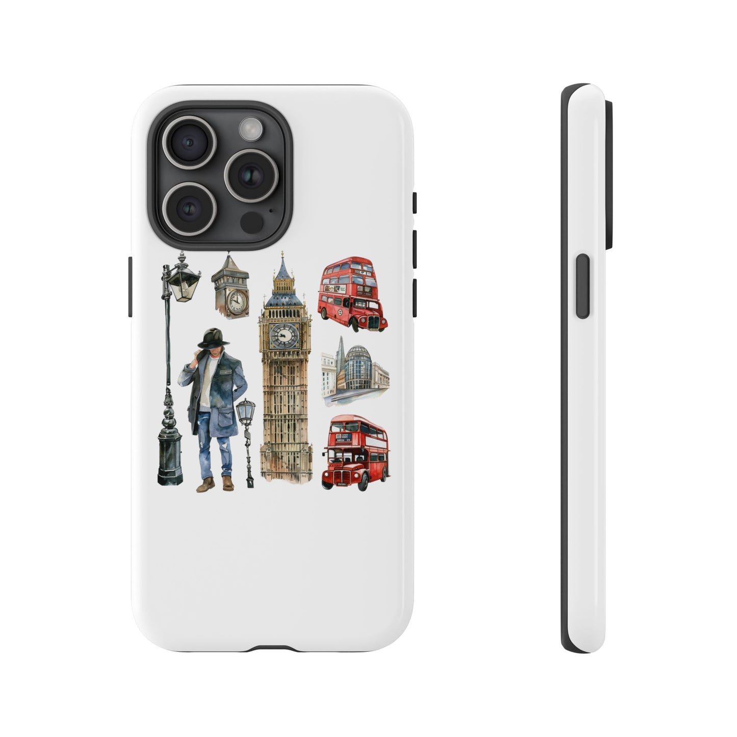 London Iconic Design Phone Case, Tough Cases, Gift for Travelers, London Souvenir, London Icons, Red Bus Phone Case