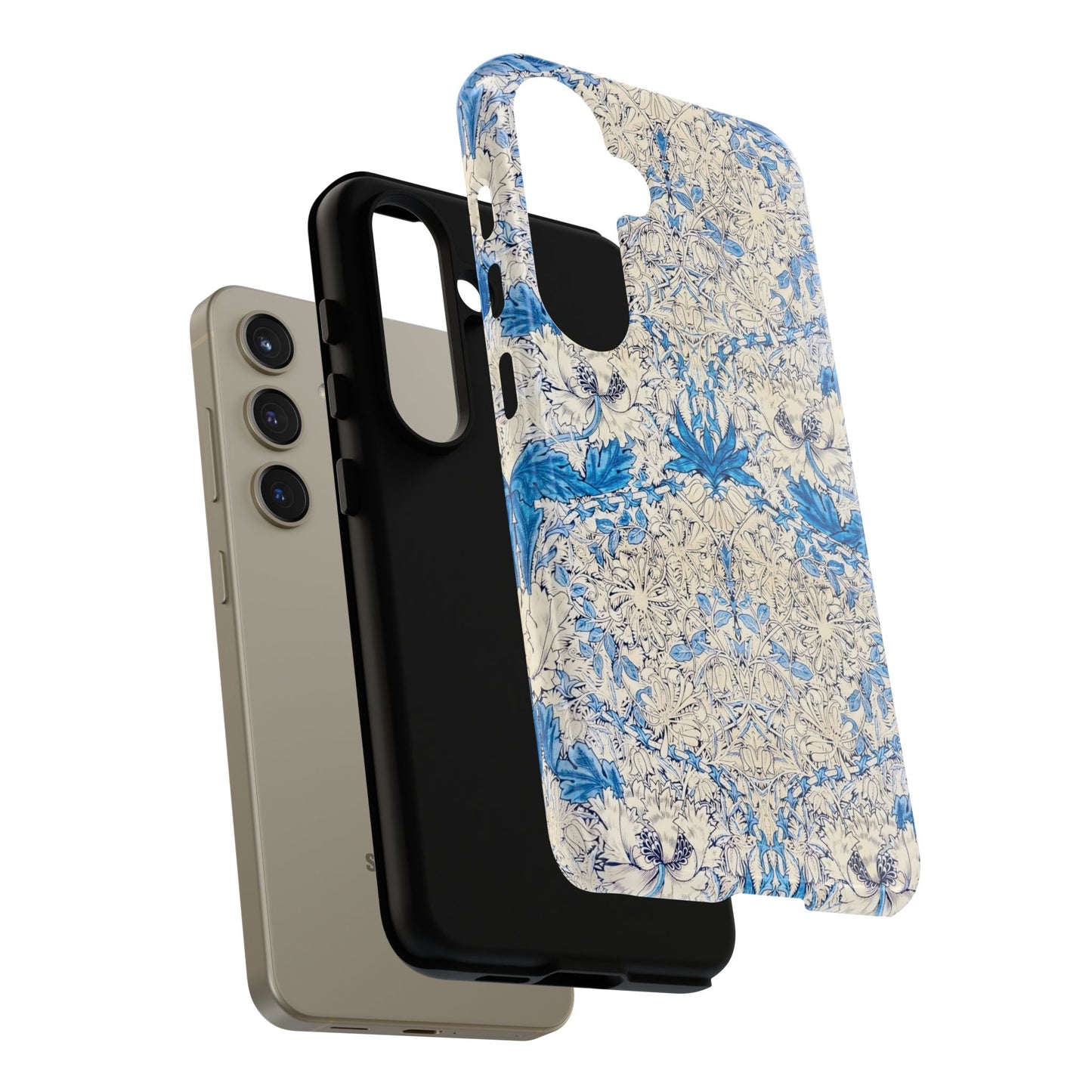 Elegant Floral Phone Case, Tough iPhone Cover, Stylish Mobile Protector, Blue Patterned Case, Unique Gift for Her