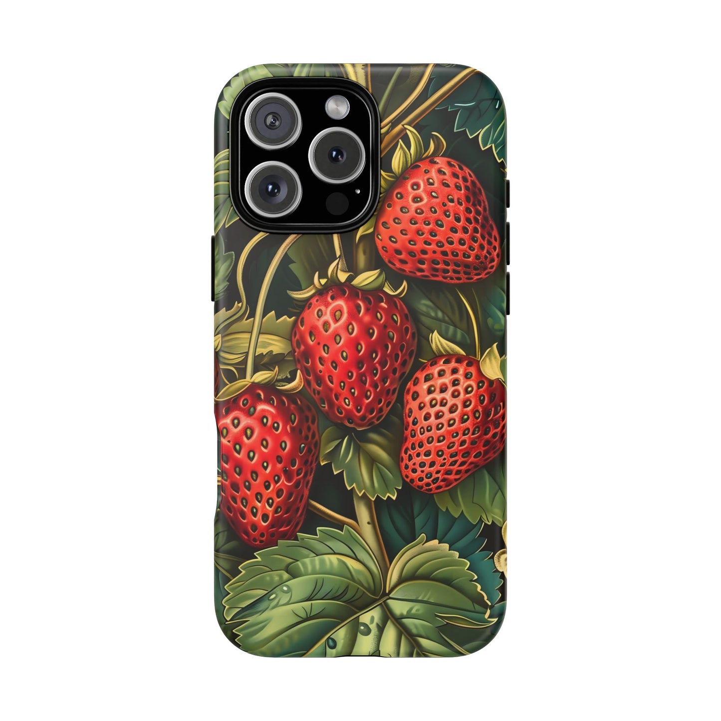 Strawberry Phone Case, Tough Berry Case, Floral Phone Cover, Cute Smartphone Shell, Nature-Inspired Gift