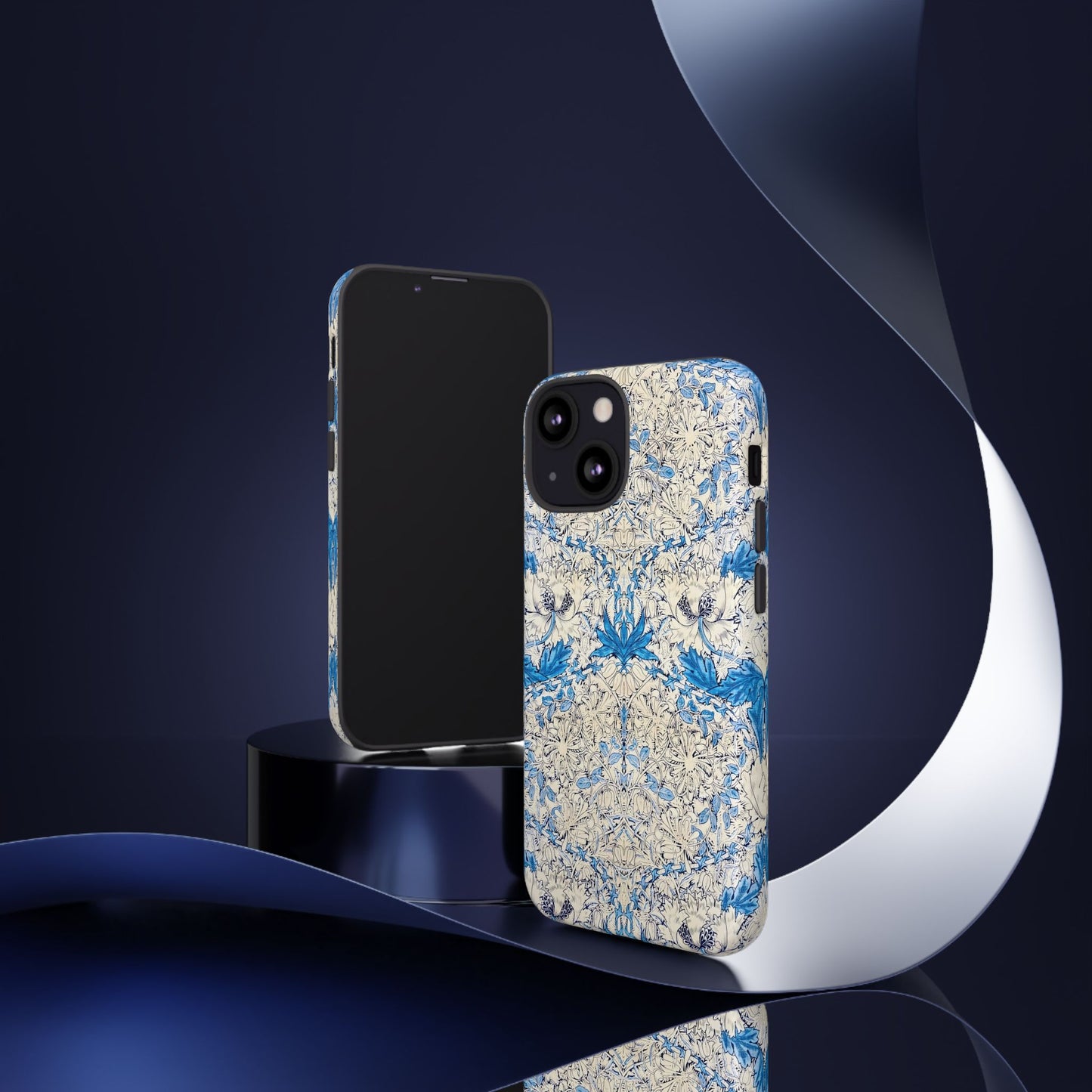 Elegant Floral Phone Case, Tough iPhone Cover, Stylish Mobile Protector, Blue Patterned Case, Unique Gift for Her