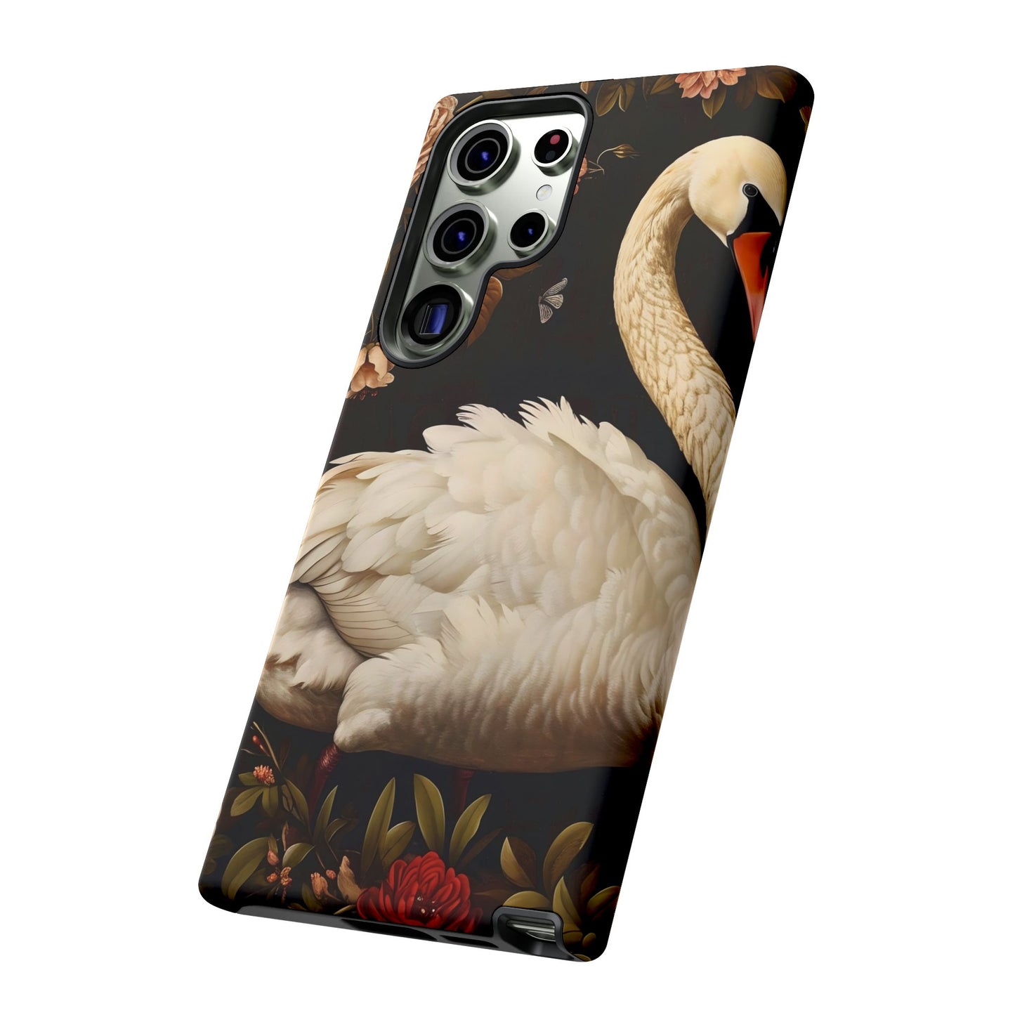 Elegant Swan Phone Case, Floral iPhone Cover, Tough Phone Case, Gift for Her, Nature Lover, Mother's Day, Birthday