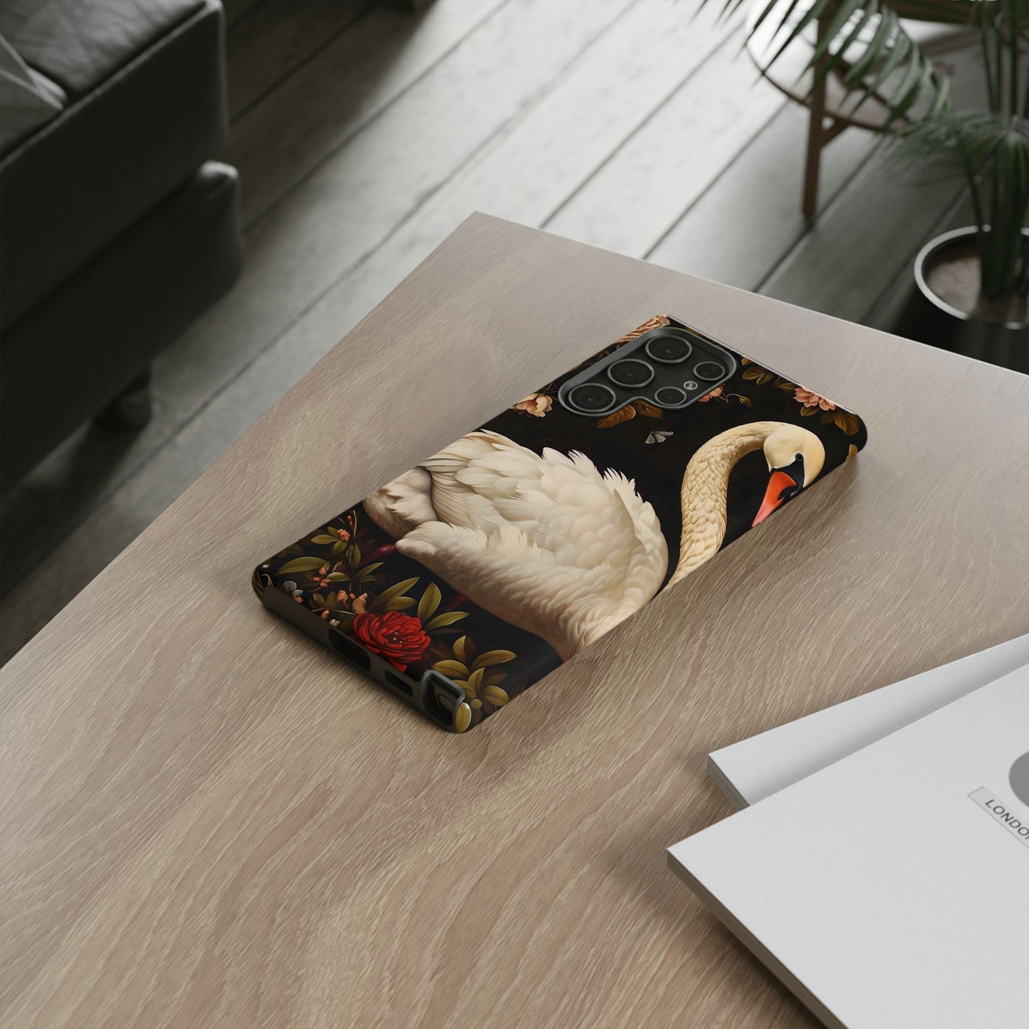 Elegant Swan Phone Case, Floral iPhone Cover, Tough Phone Case, Gift for Her, Nature Lover, Mother's Day, Birthday