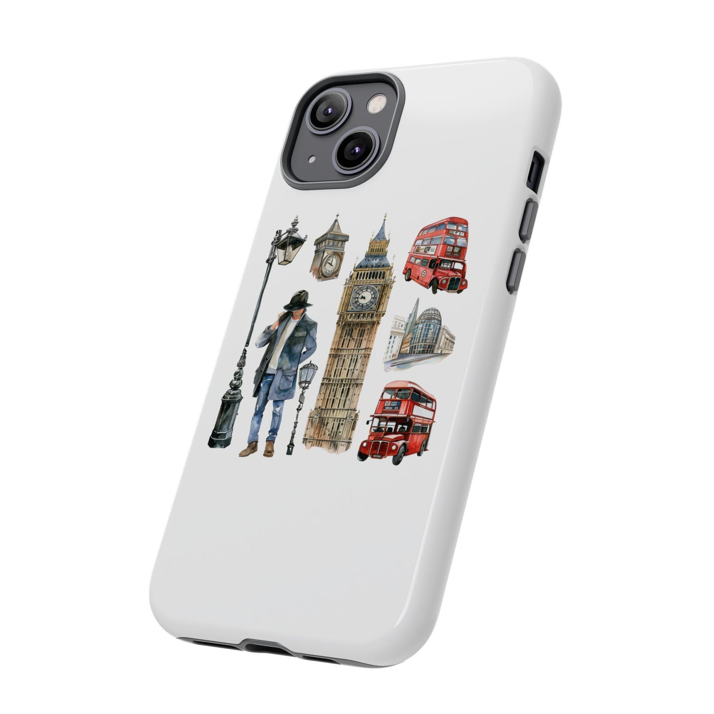 London Iconic Design Phone Case, Tough Cases, Gift for Travelers, London Souvenir, London Icons, Red Bus Phone Case