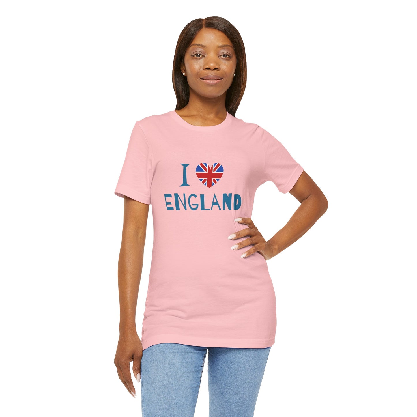 Unisex Jersey Short Sleeve Tee - I Love England - Union Jack Heart Design