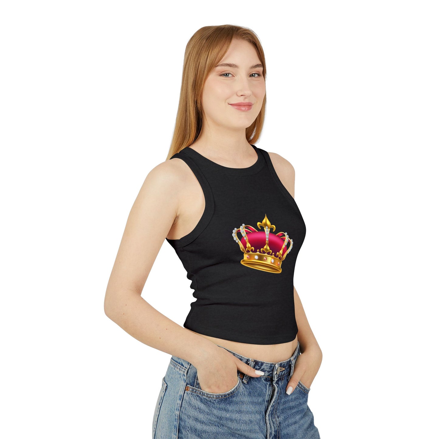 Women's Micro Rib Racer Tank Top - British Royal Crown Design