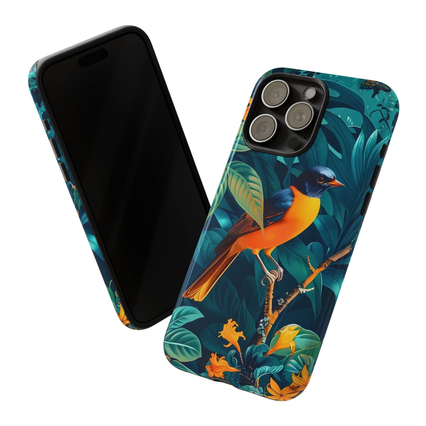 Tough Cases: Vibrant Bird Phone Case, Nature Lover Gift, Eco-Friendly Cover, Floral Design, Spring Decor