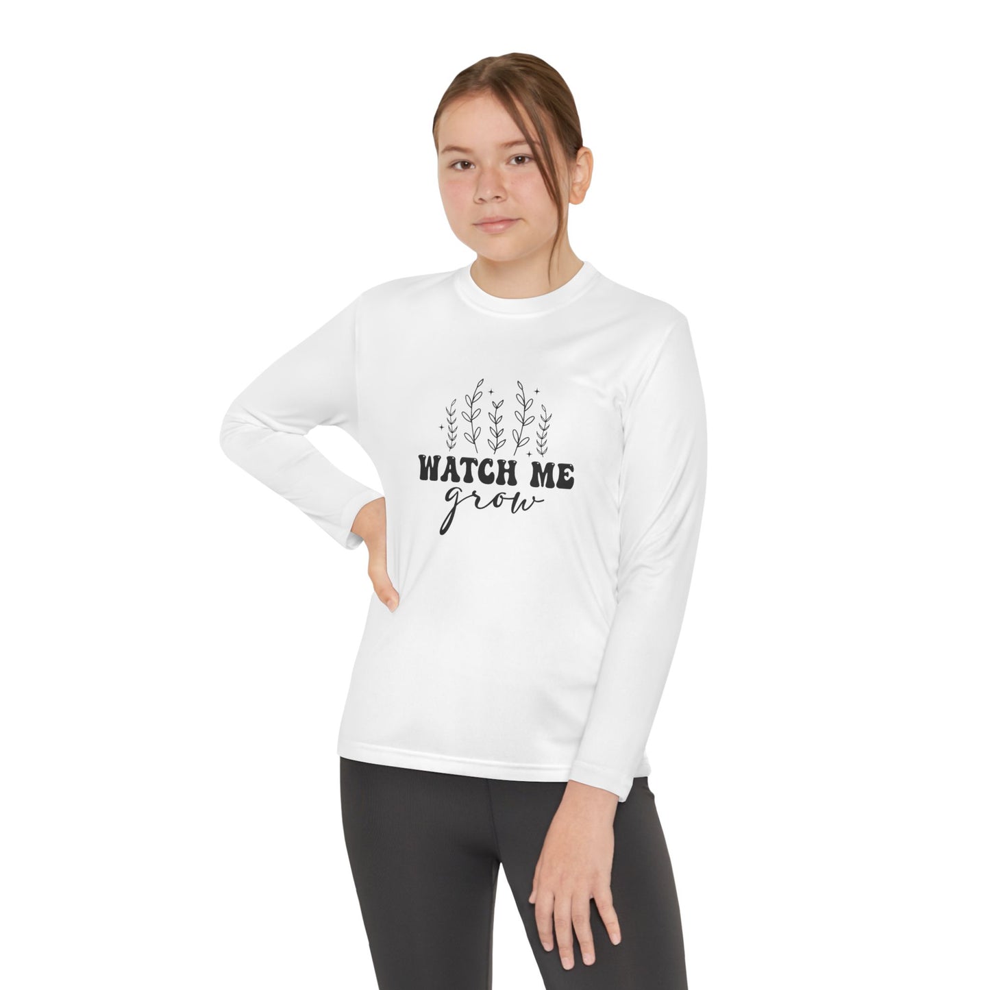 Youth Long Sleeve Tee - Watch Me Grow SVG PNG Design - Perfect for Growth Mindset & Nature Lovers