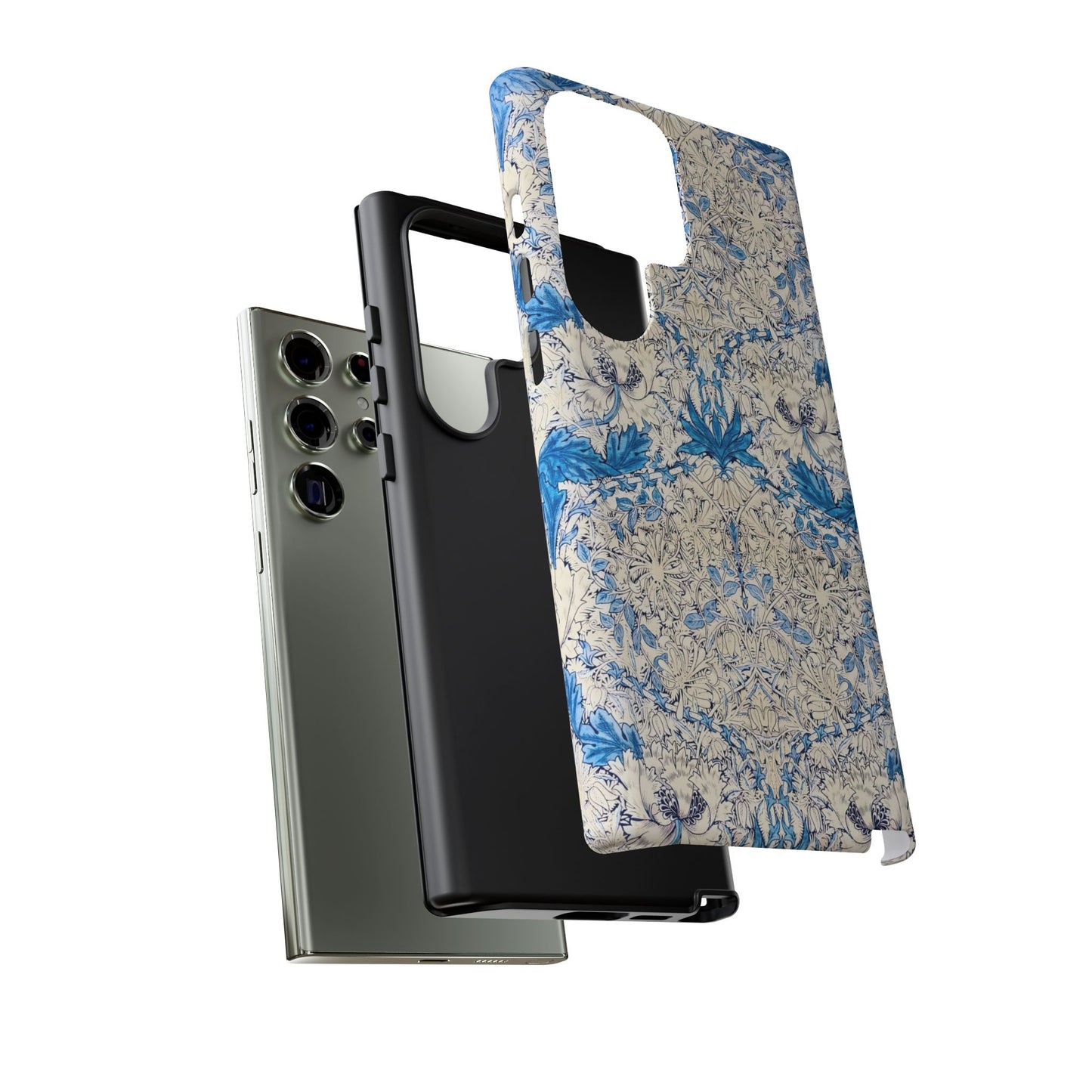 Elegant Floral Phone Case, Tough iPhone Cover, Stylish Mobile Protector, Blue Patterned Case, Unique Gift for Her