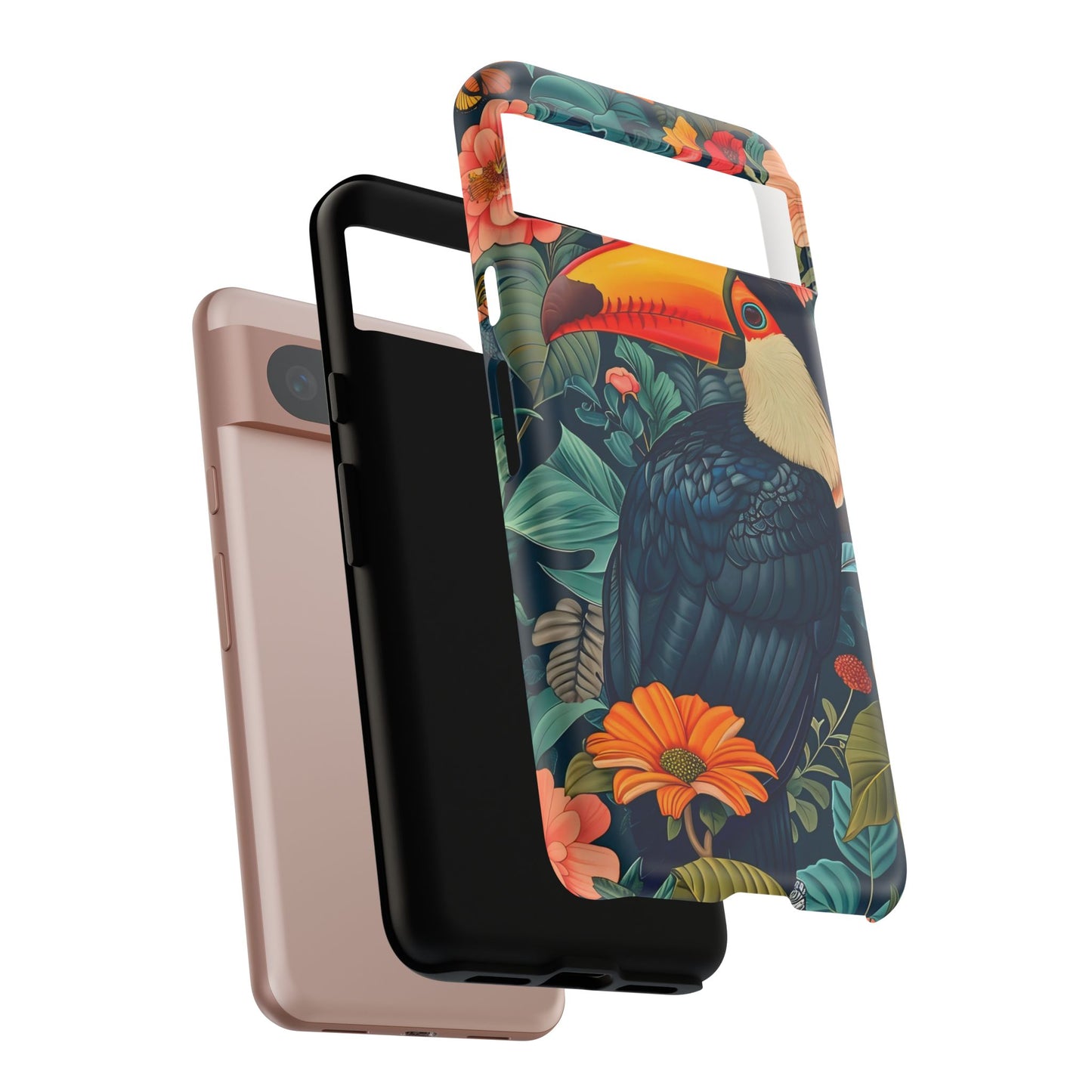 Tropical Toucan Phone Case - Cute Animal Design, Nature Lover Gift, Floral Pattern, Bird Lover Accessory, Summer Vibes