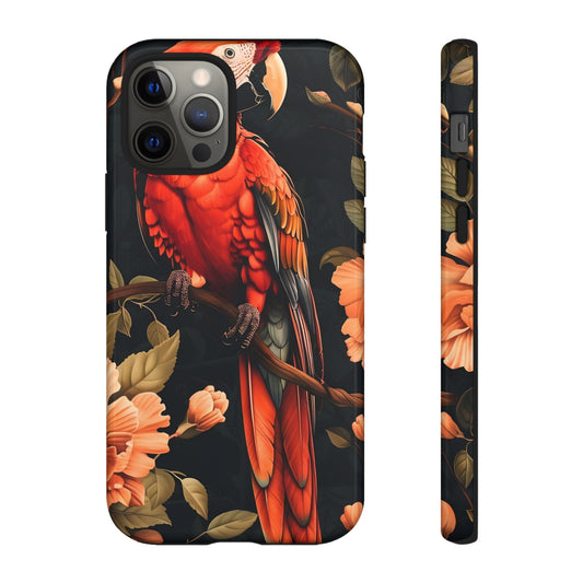 Vibrant Tropical Phone Case with Parrot Design, Bird Lovers Gift, Floral Phone Cover, Nature Inspired Accessories, Tough Cases