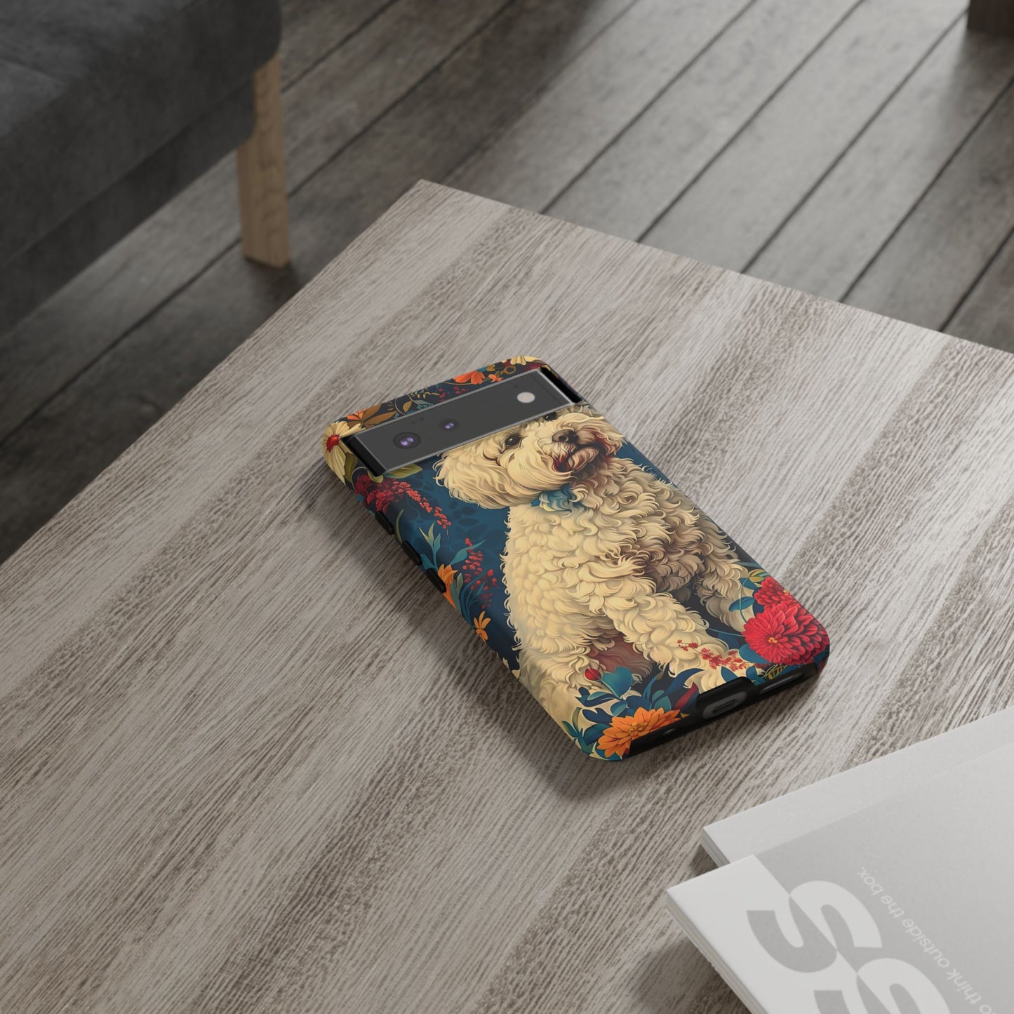 Cute Dog Phone Case, Pet Lover Gift, Floral Design Tough Case, Custom Dog Art, Birthday Gift for Dog Owners, Unique Phone Accessories