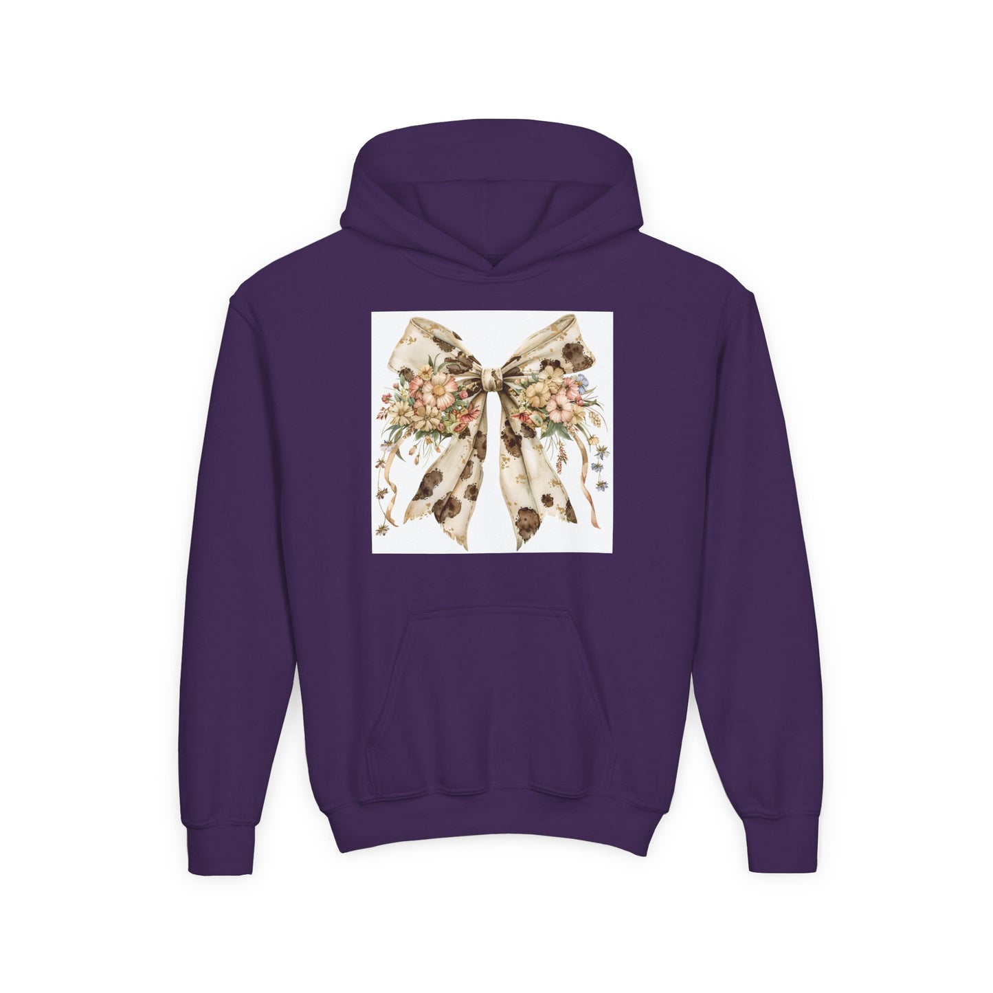 Floral Bow Youth Hoodie - Cozy Sweatshirt for Spring Celebrations