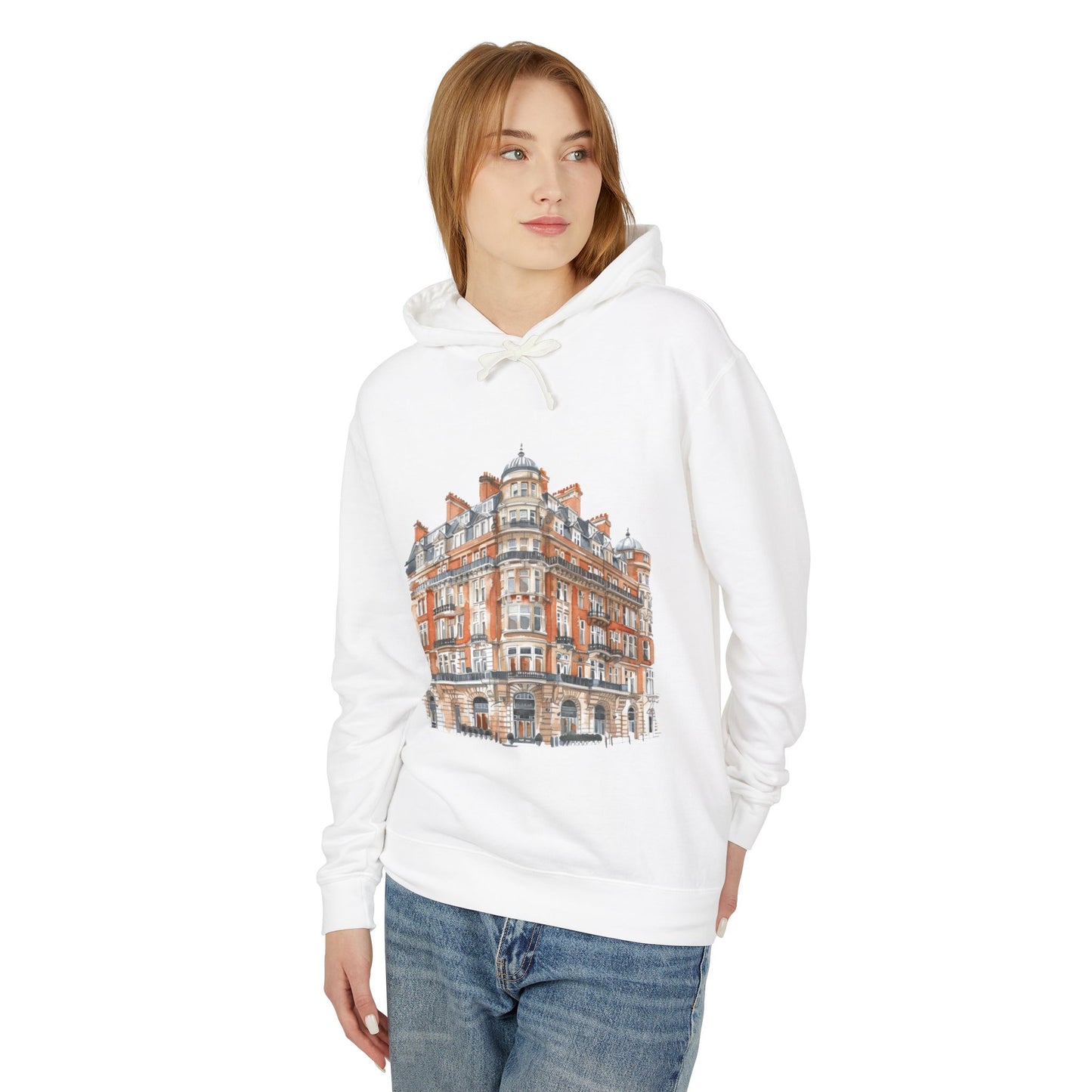 Unisex Lightweight Hooded Sweatshirt - Classic British Architecture - Elegant Historic Building