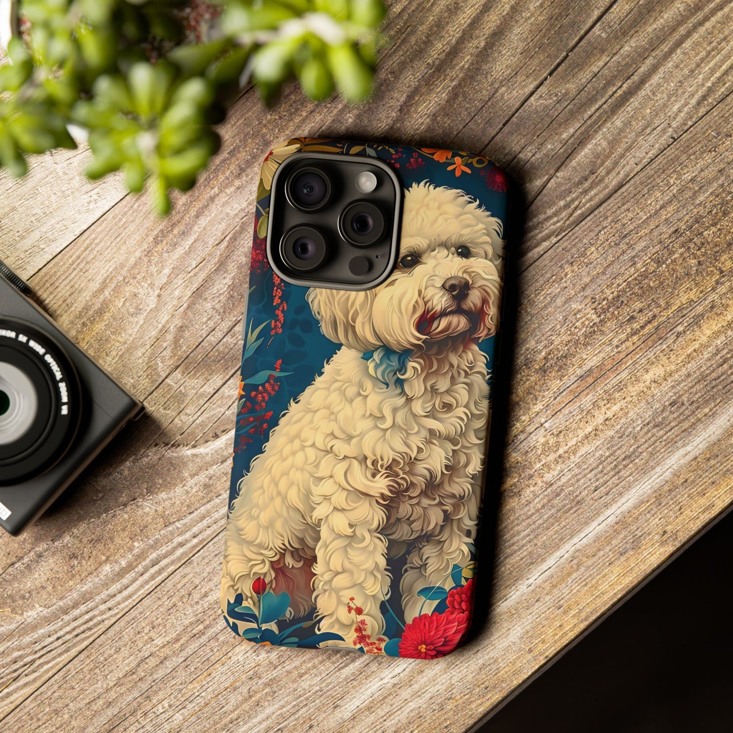 Cute Dog Phone Case, Pet Lover Gift, Floral Design Tough Case, Custom Dog Art, Birthday Gift for Dog Owners, Unique Phone Accessories