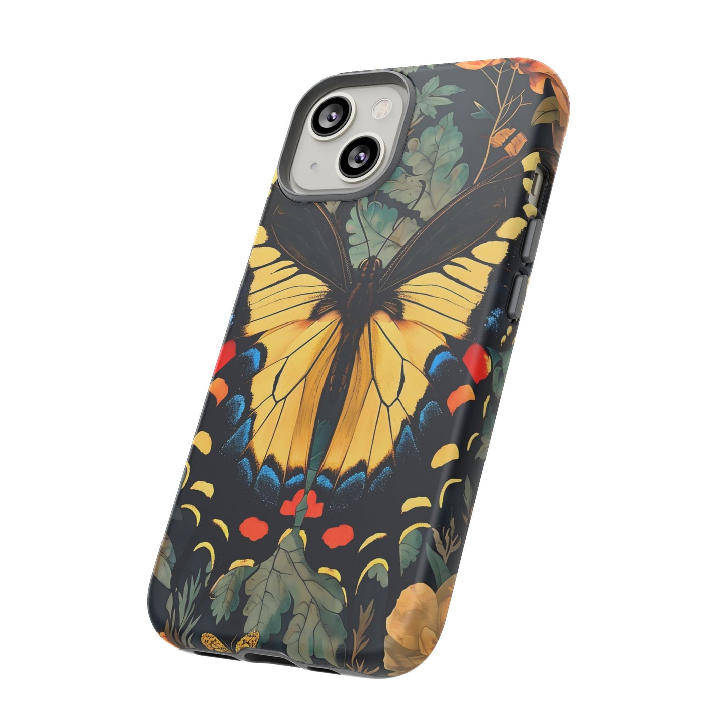 Butterfly Floral Phone Case, Art-inspire Tough Case, Gift for Nature Lovers, Butterfly Pattern Cover, Eco-Friendly Mobile Accessory