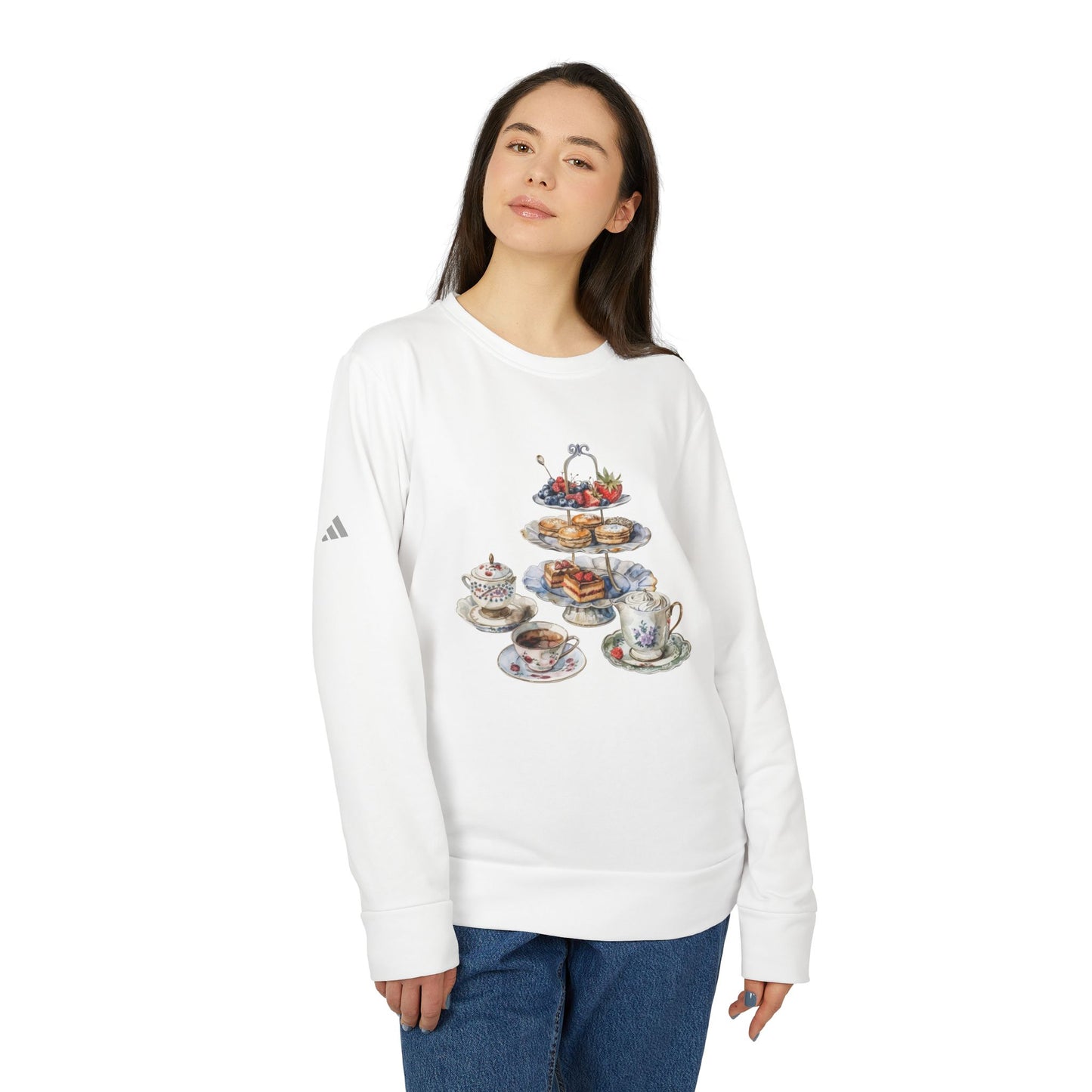 Fleece Crewneck Sweatshirt - Vintage Tea Party