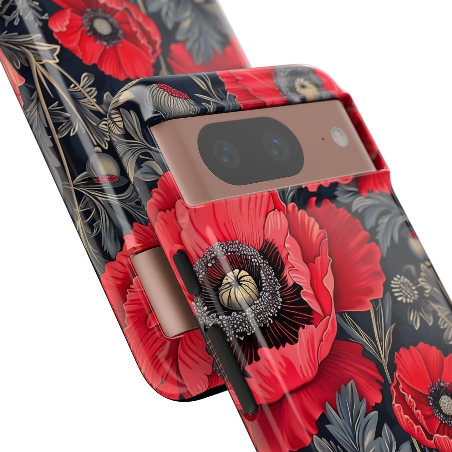 Floral Phone Case with Artistic Poppies, Tough Cases, Flower Design, Nature Lover Gift, Customizable Mobile Cover, Stylish Phone Accessories