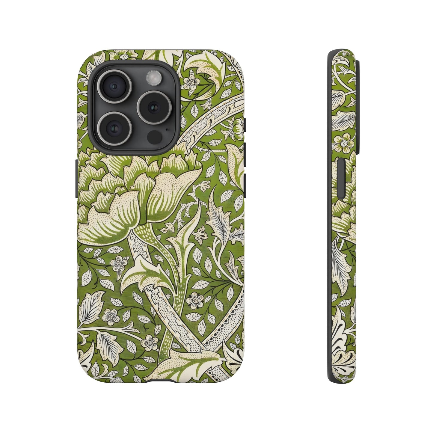 Stylish Phone Case with Floral Design, Durable Protective Cover for iPhone, Unique Gift for Birthdays, Mother's Day, Green Aesthetic