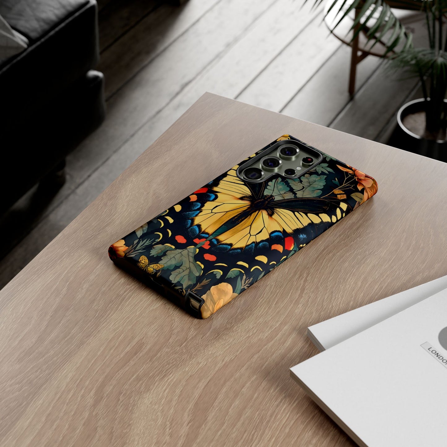 Butterfly Floral Phone Case, Art-inspire Tough Case, Gift for Nature Lovers, Butterfly Pattern Cover, Eco-Friendly Mobile Accessory