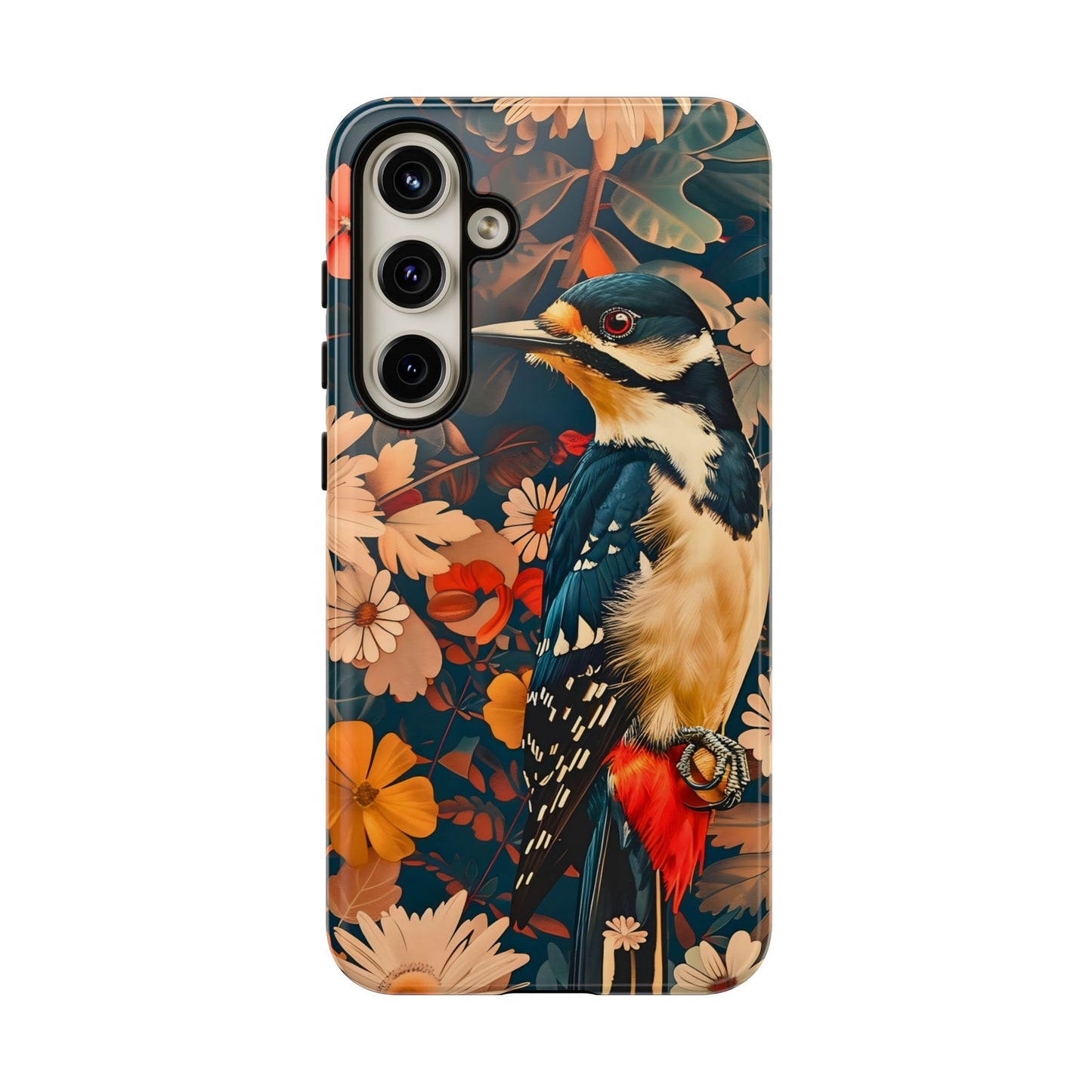 Artistic Bird Phone Case, Unique Tough Cases for Nature Lovers, Floral Design, Cute Gift, Customized Phone Accessories