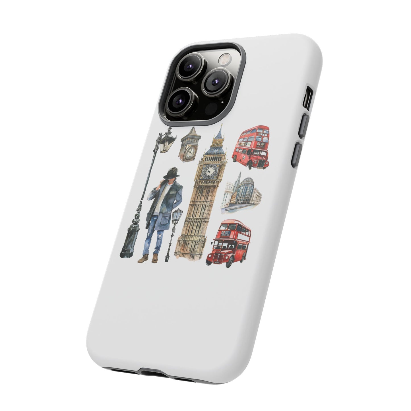 London Iconic Design Phone Case, Tough Cases, Gift for Travelers, London Souvenir, London Icons, Red Bus Phone Case