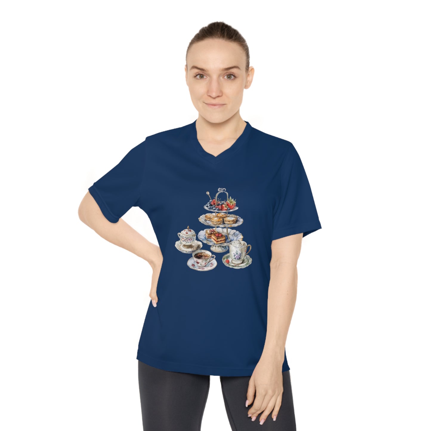Women's V-Neck Performance T-Shirt - Gourmet Food Art Print for Kitchen Decor