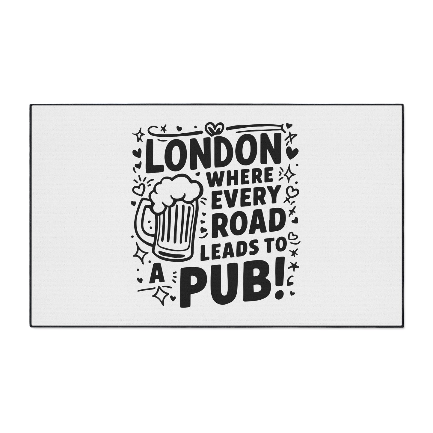 London Pub Themed Heavy Duty Floor Mat | Ideal for Home Bars, Man Caves, Kitchen or Entryway Decor, Pub Lover Gift, Housewarming