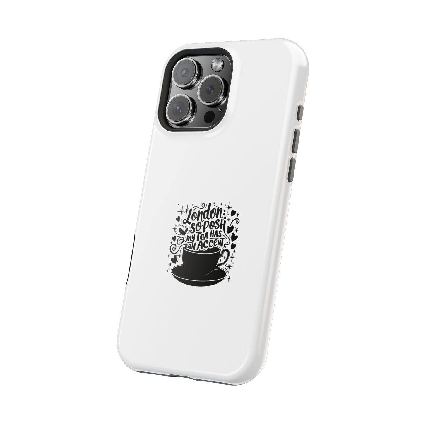 Stylish Magnetic Tough Case for Phone, Gift for Tea Lovers, Custom Phone Cover, London Tea Design, Durable Mobile Protector