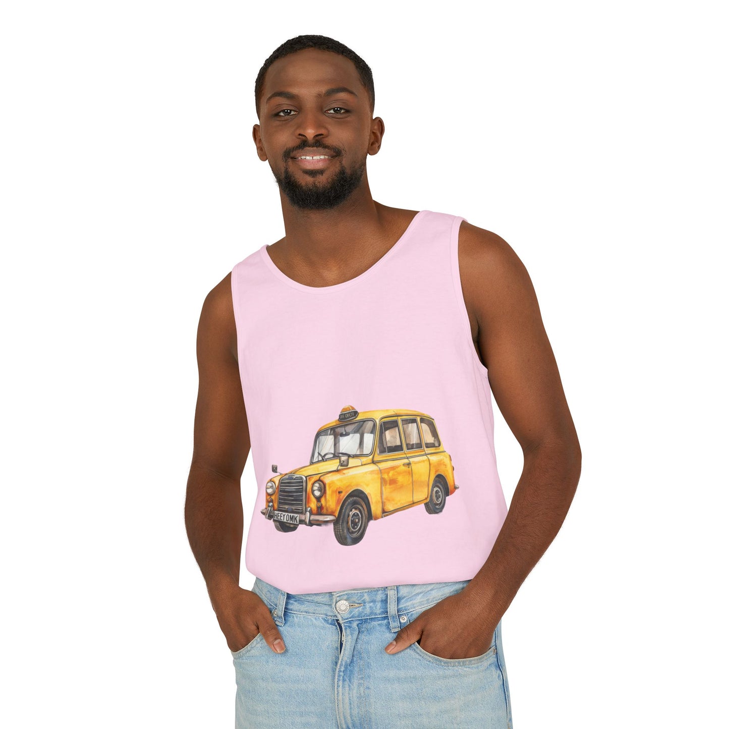 Unisex Garment-Dyed Tank Top - British Vintage Car - Classic Elegance and Timeless Style