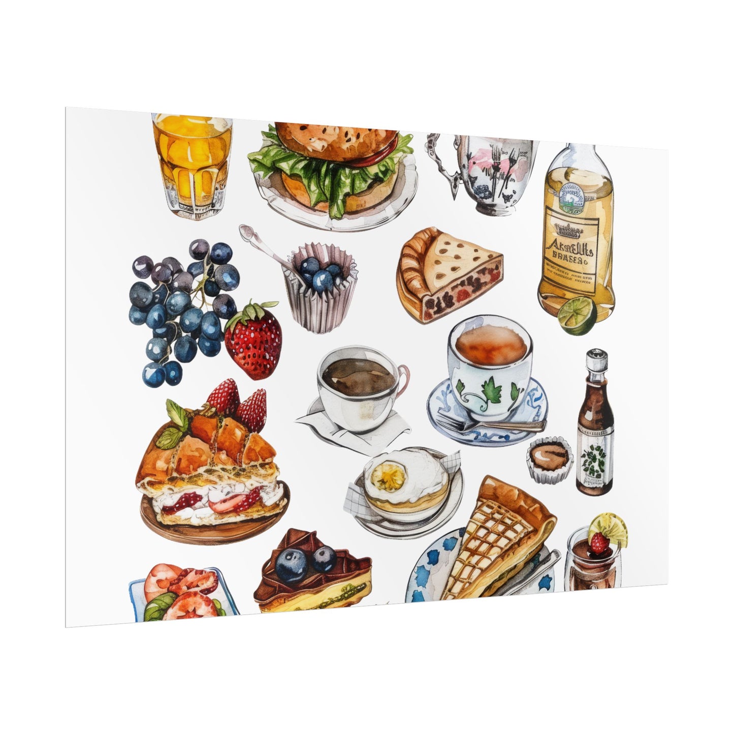 Foodie Wall Art Print, Kitchen Decor, Gourmet Food Poster, Culinary Art for Food Lovers, Cafe Aesthetic Home Decor