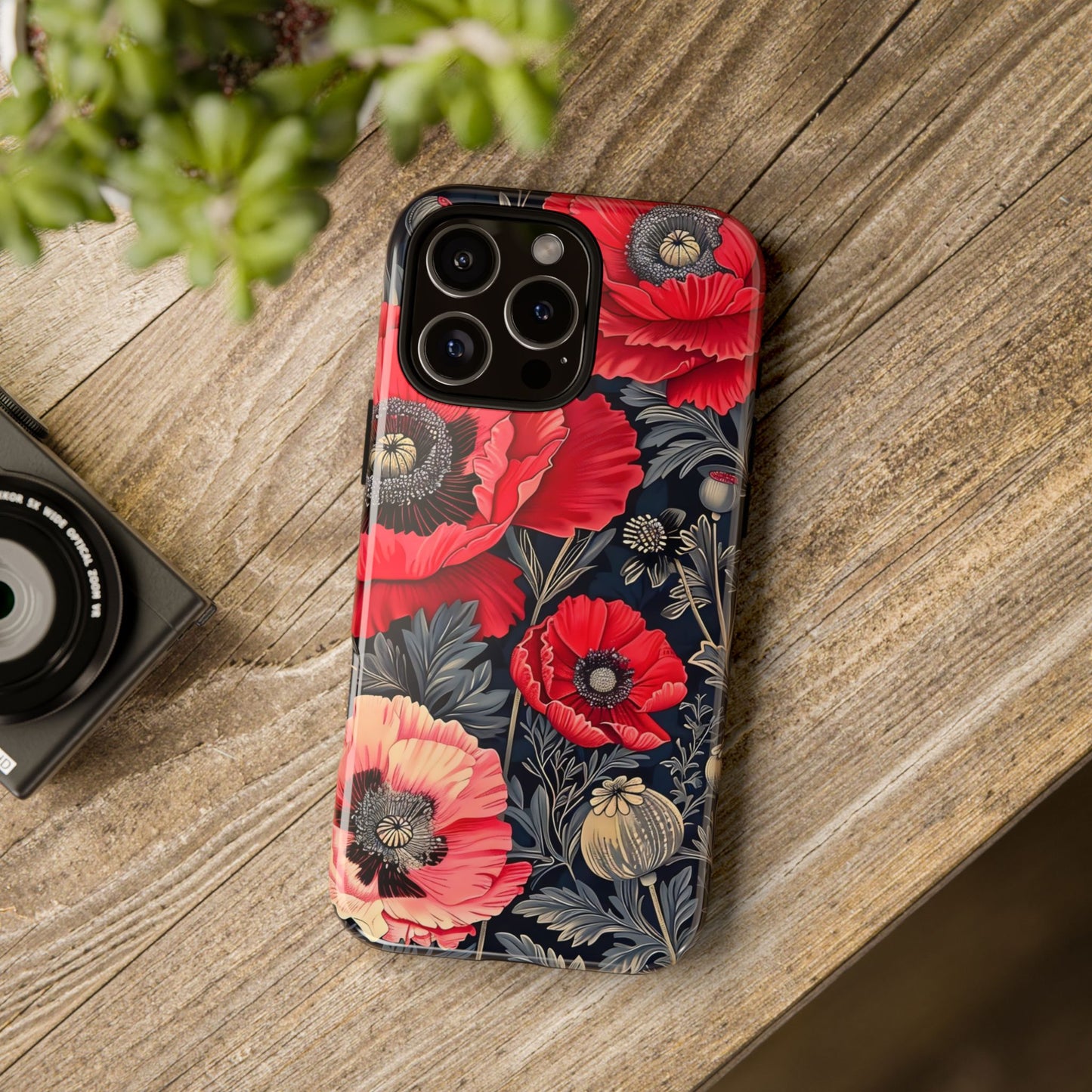 Floral Phone Case with Artistic Poppies, Tough Cases, Flower Design, Nature Lover Gift, Customizable Mobile Cover, Stylish Phone Accessories